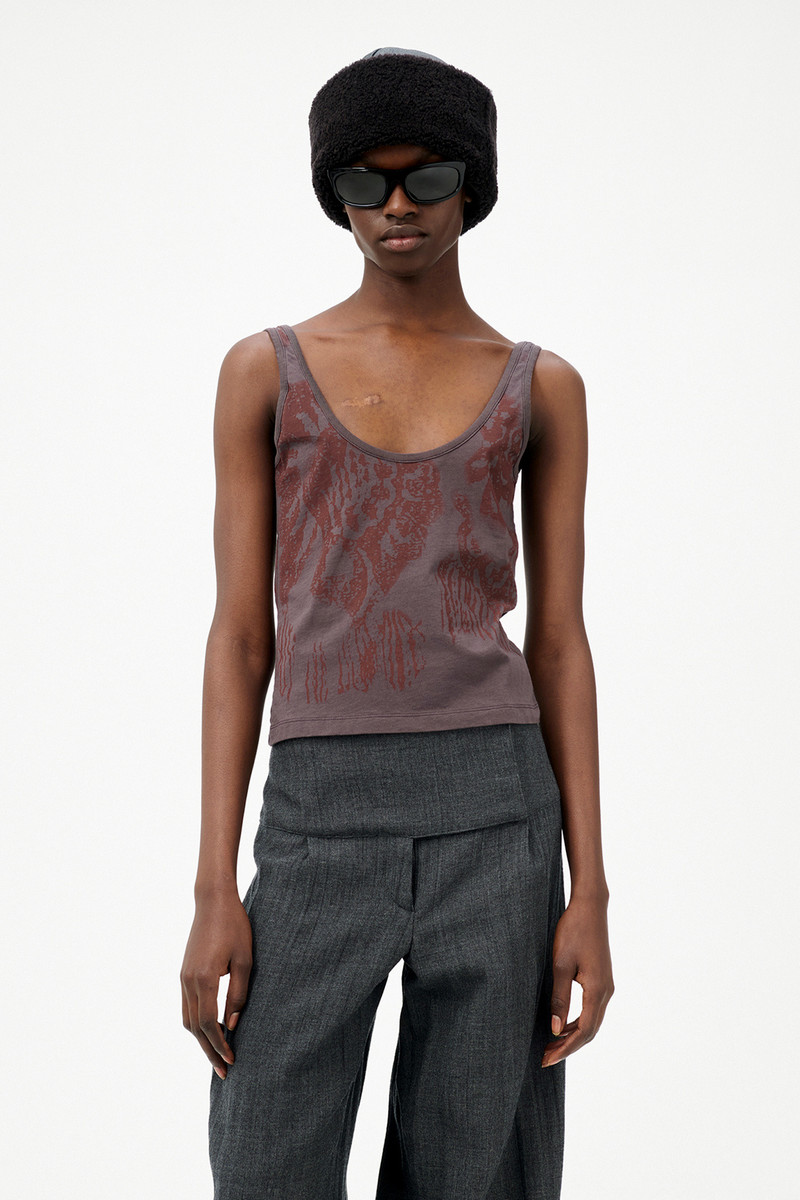 Our Legacy Blade Tank Tasty Raisin Lace Stencil 3