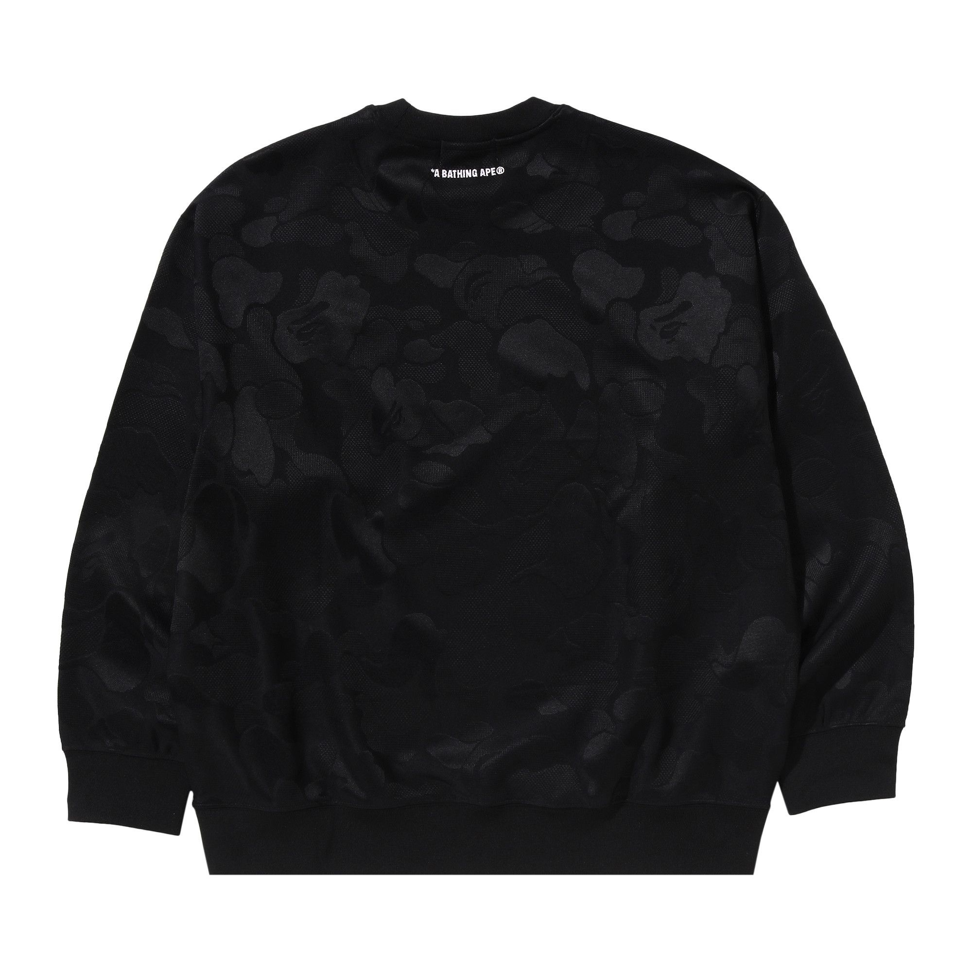 BAPE Solid Camo Jacquard One Point Relax Fit Crewneck Sweatshirt 'Black' - 2