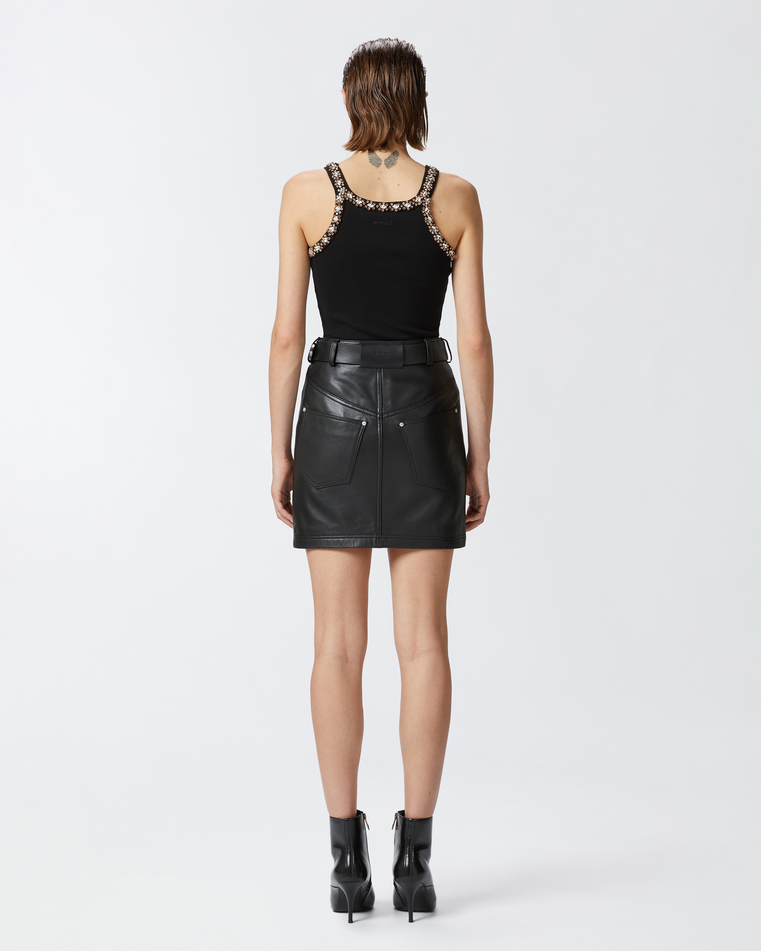 NAPPA LEATHER MINISKIRT WITH BELT - 4