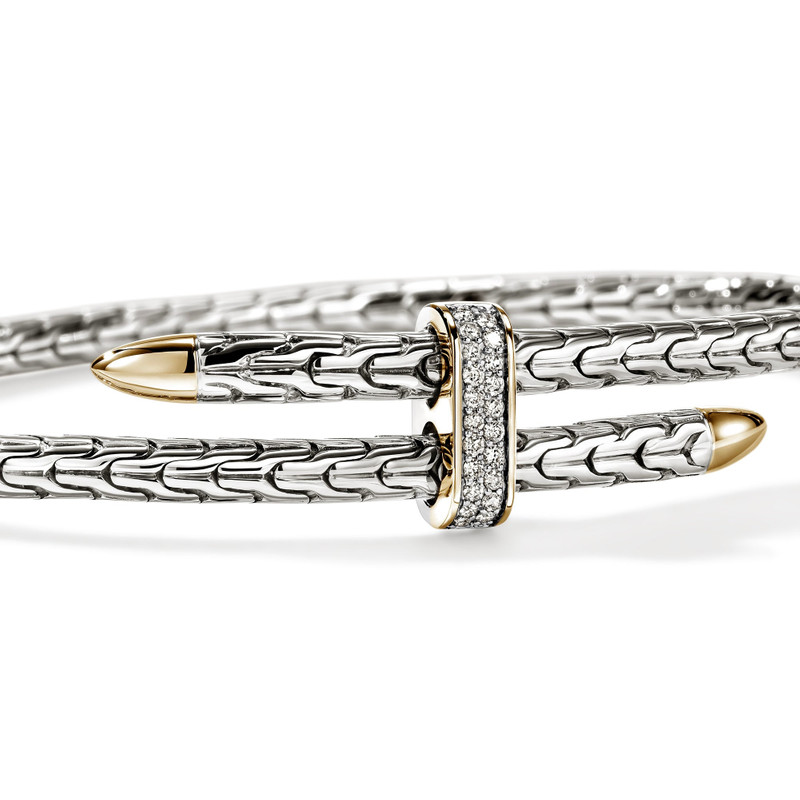 JOHN HARDY Spear Flex Cuff, Gold, Sterling Silver, Diamonds, 4MM outlook
