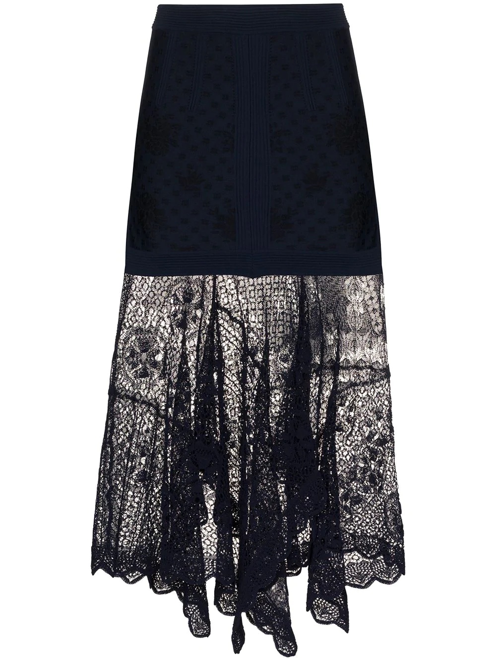 floral lace layered midi skirt - 1