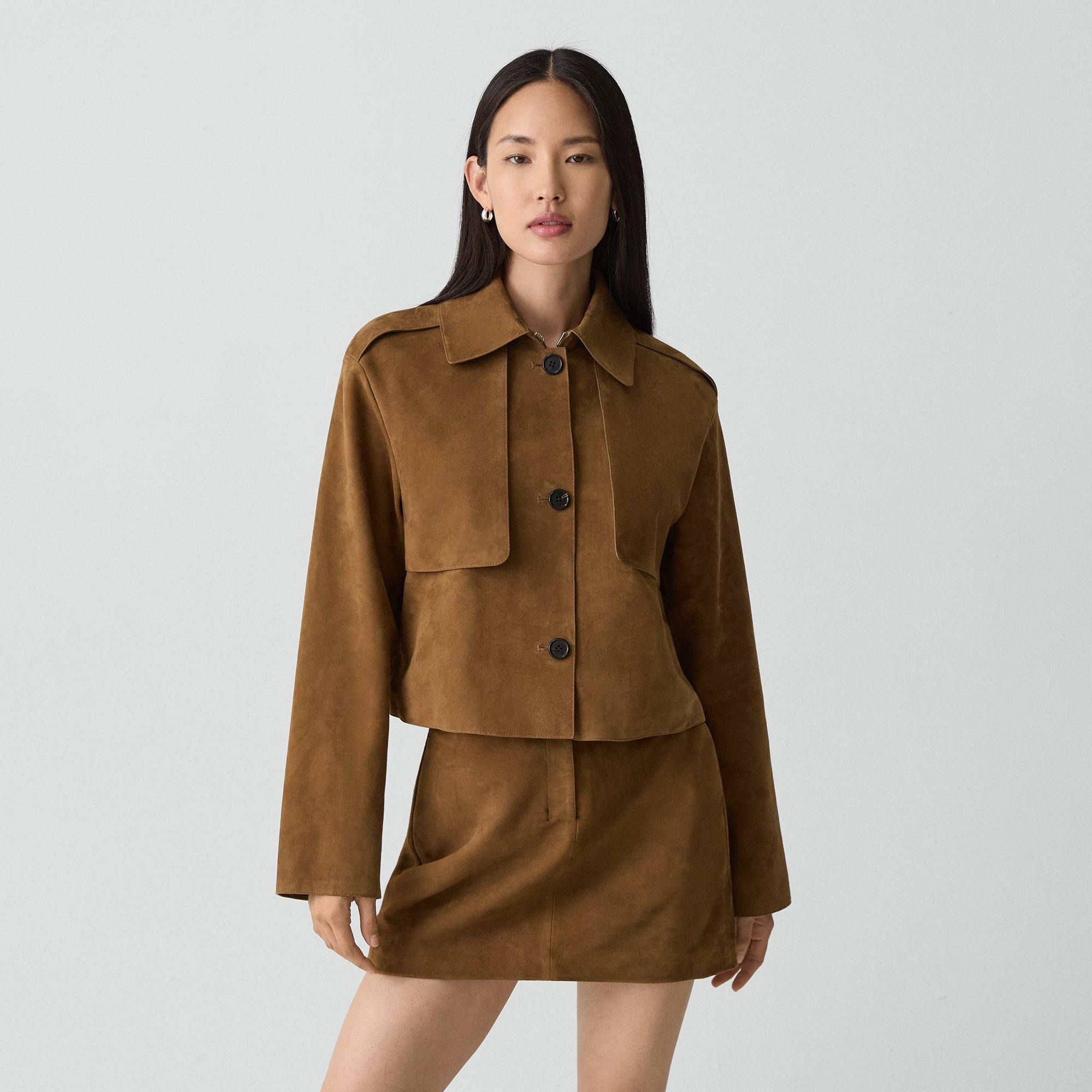 Cropped Trench Coat in Suede - 2