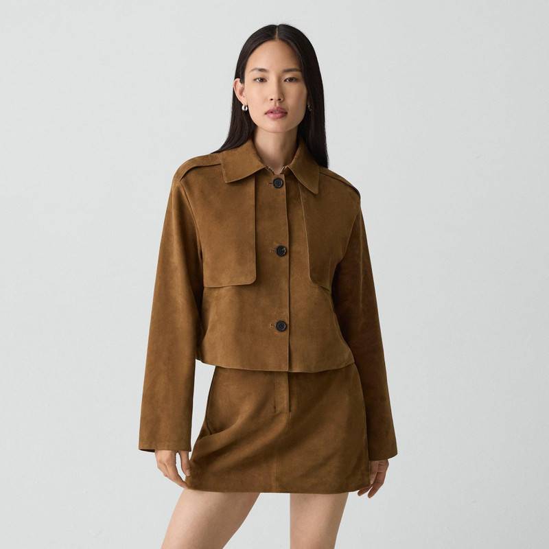 Cropped Trench Coat in Suede 2