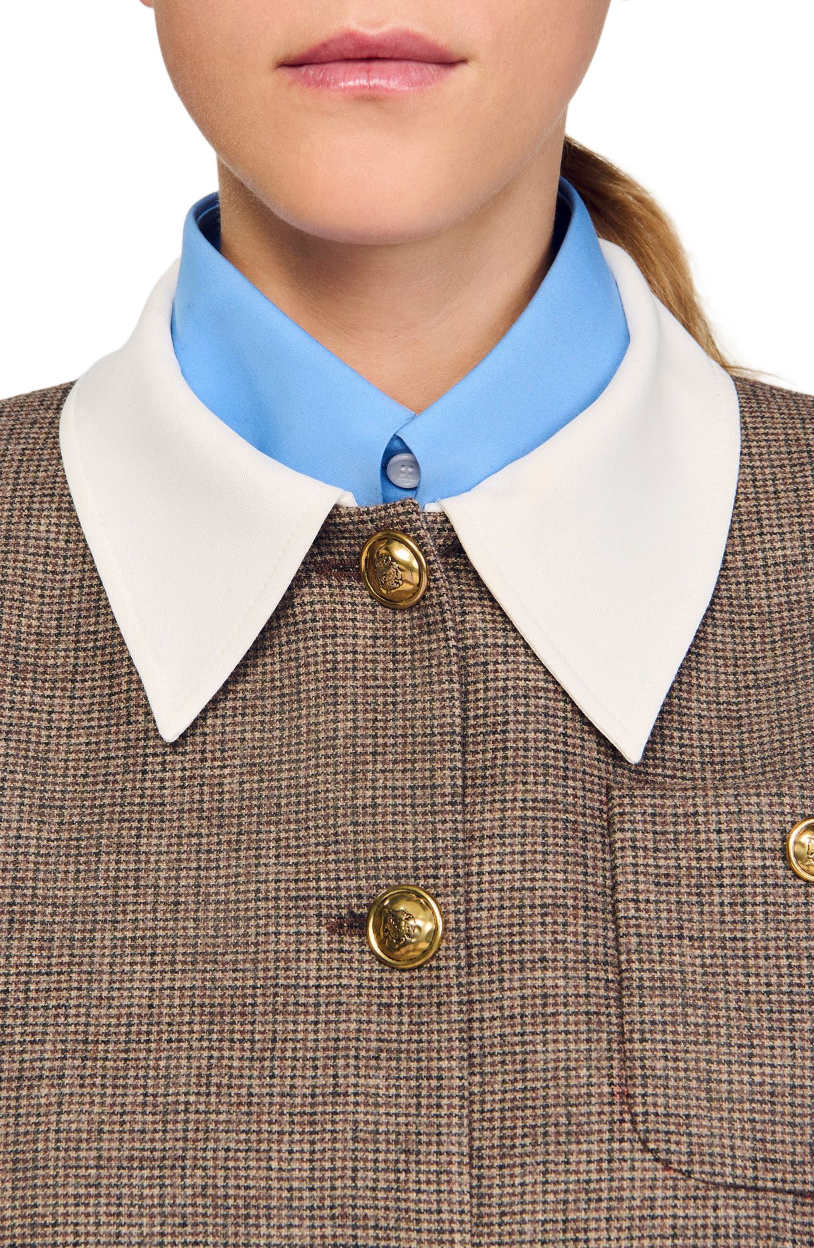 SANDRO Houndstooth suit jacket in Brown at Nordstrom - 5