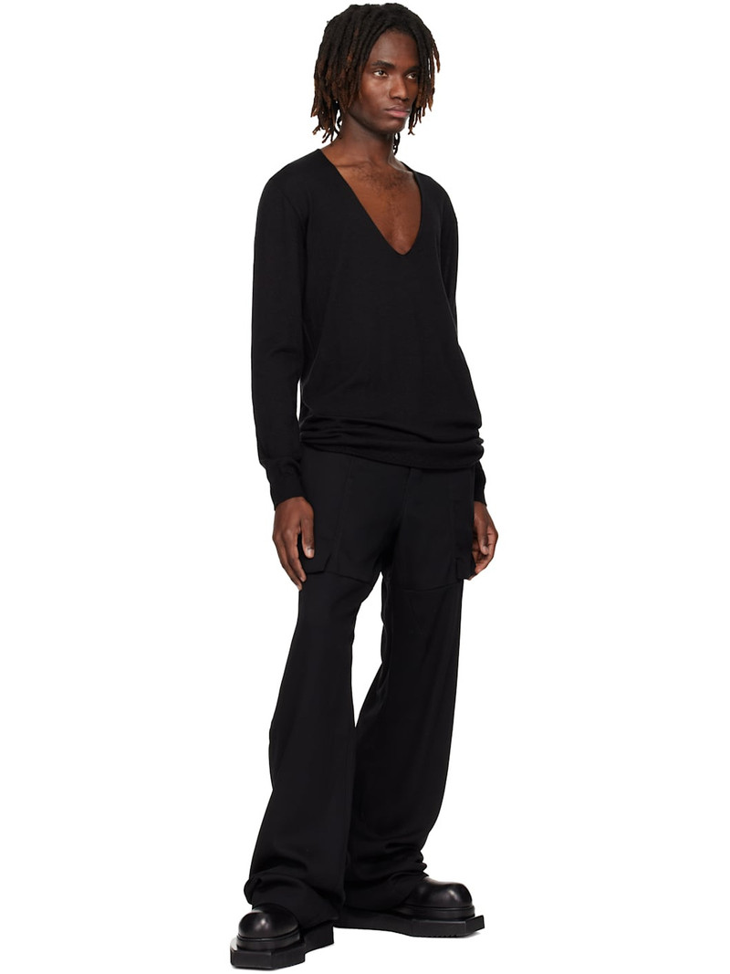 Rick Owens Black Temple Oversize Extreme V Neck Sweater outlook