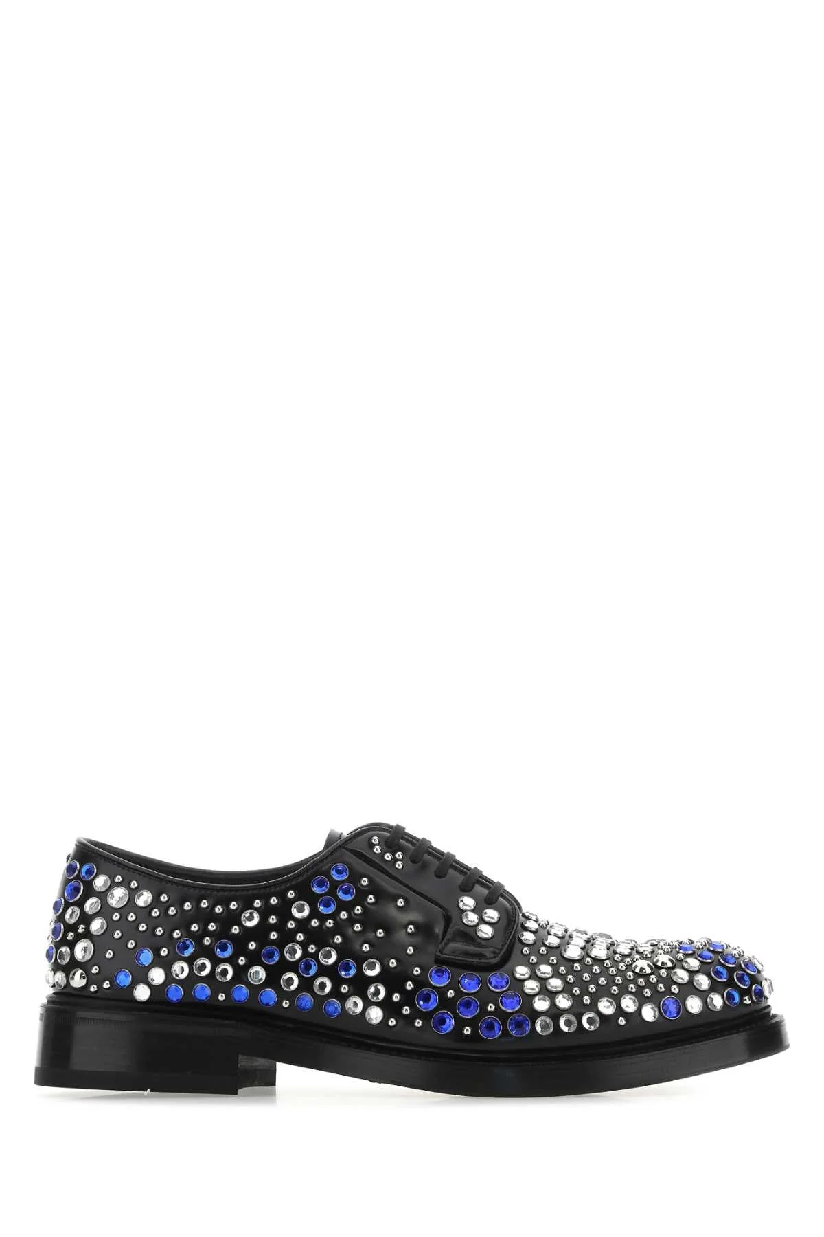 Prada Men Embellished Leather Lace-Up Shoes - 1