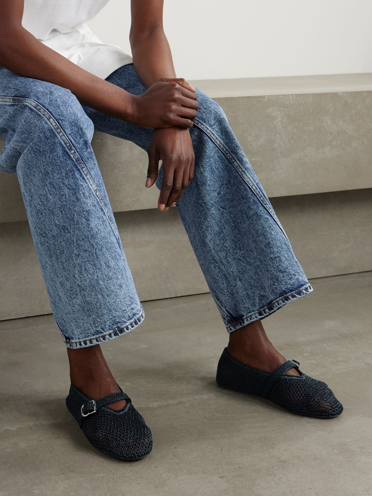 Metallic crocheted ballet flats Navy - 2