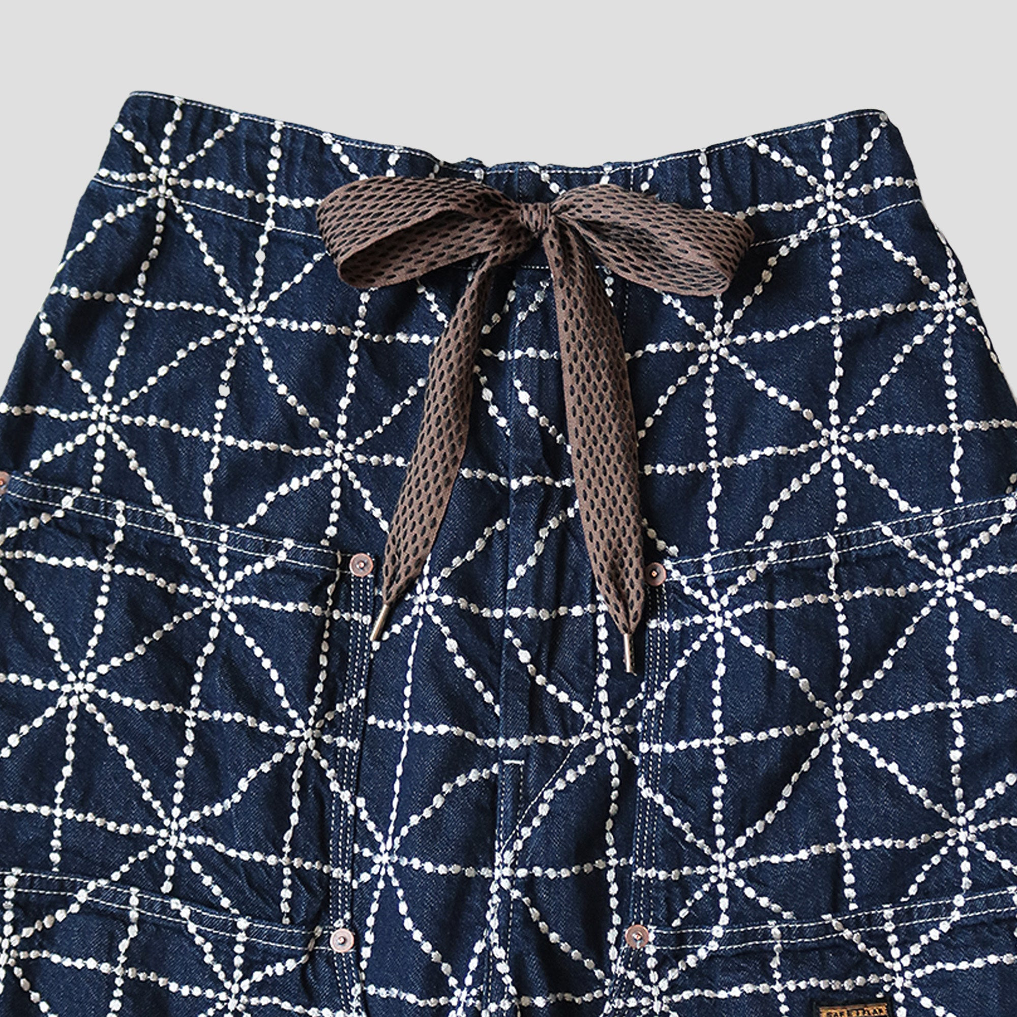 8oz DENIM FOLD DOJO W-KNEE BAGGY PANTS - 3
