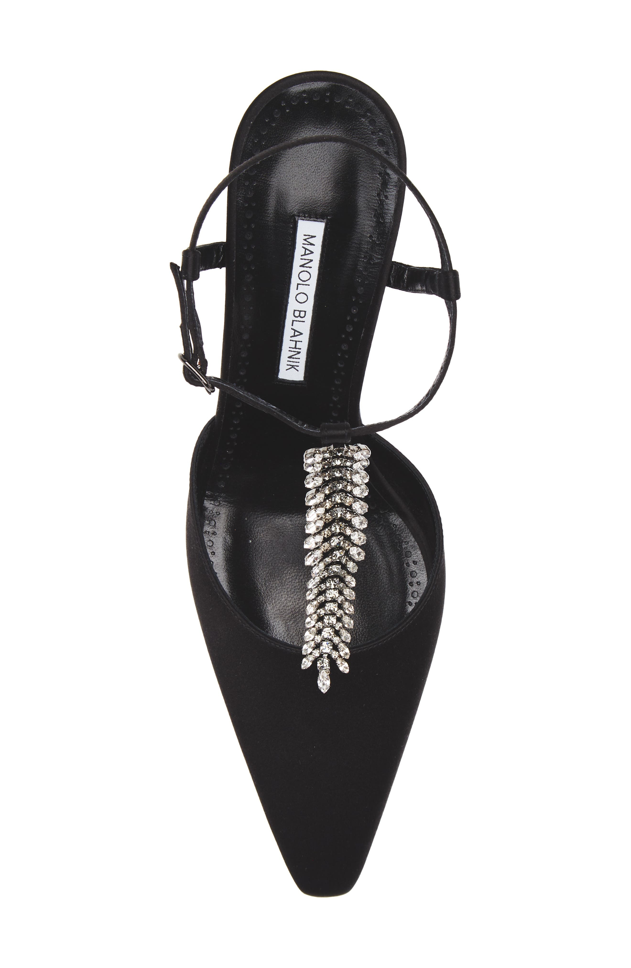 Manolo Blahnik Sufik Crystal Embellished T-Strap Pump in Black at Nordstrom - 5