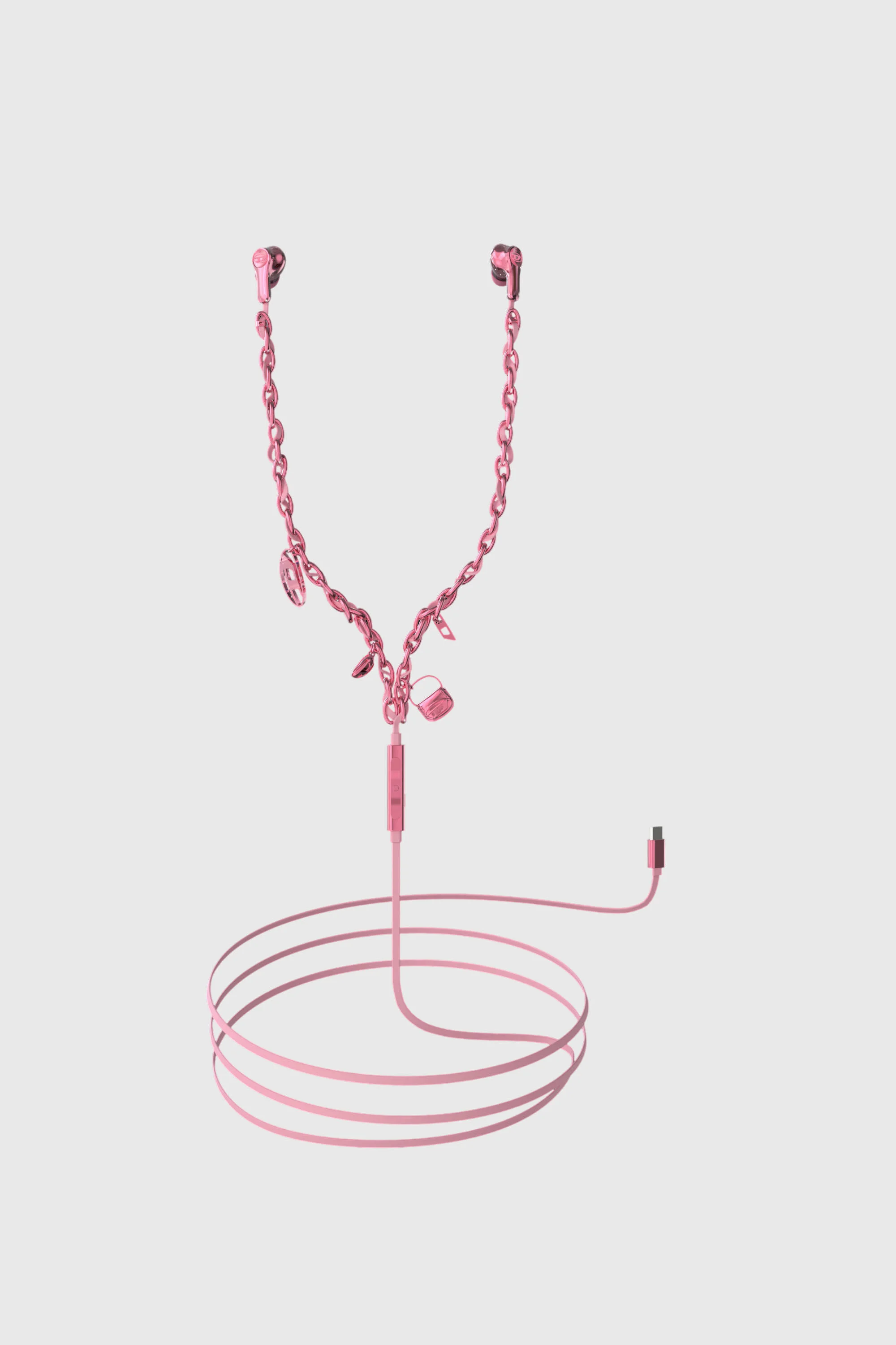 WIRED EARBUDS AND CHARMS PINK - 1