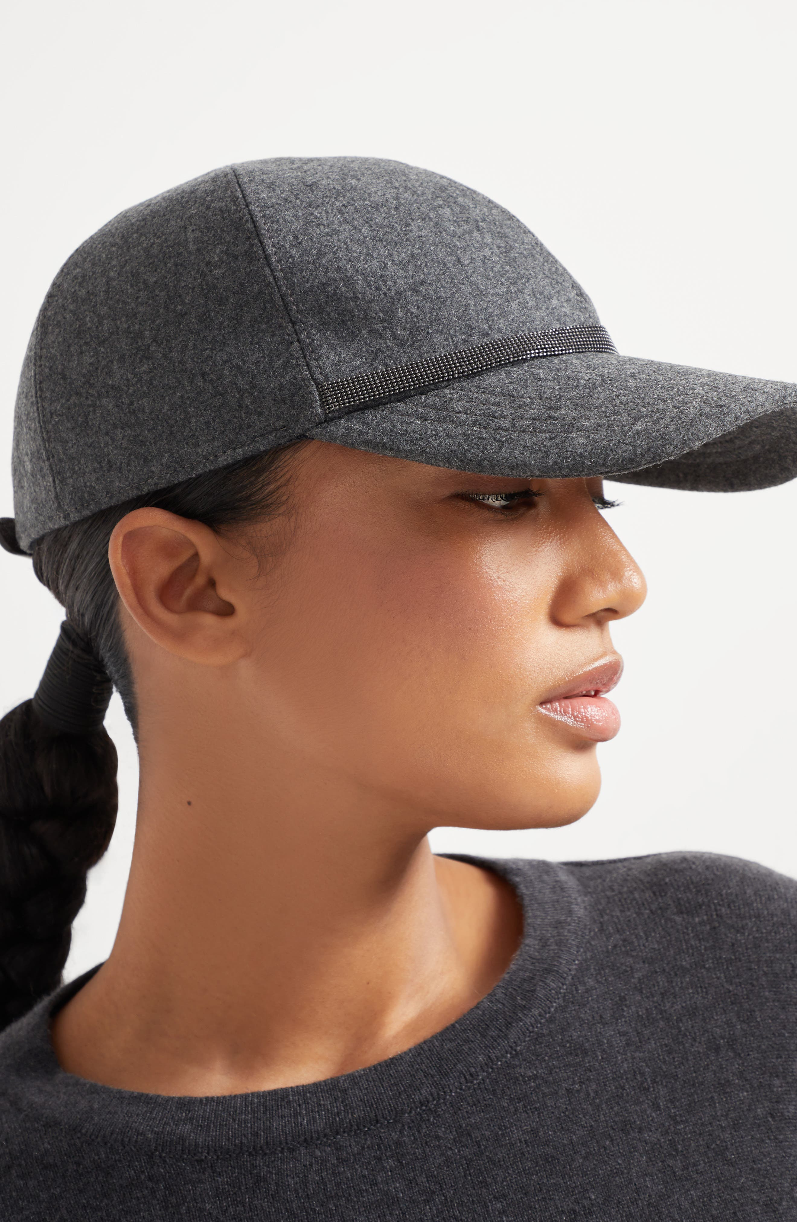 Brunello Cucinelli Baseball Cap with monili in Dark Grey at Nordstrom - 4