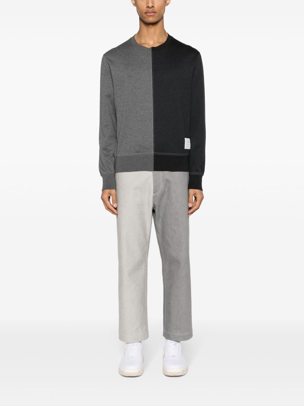 colour-block cotton jumper - 2