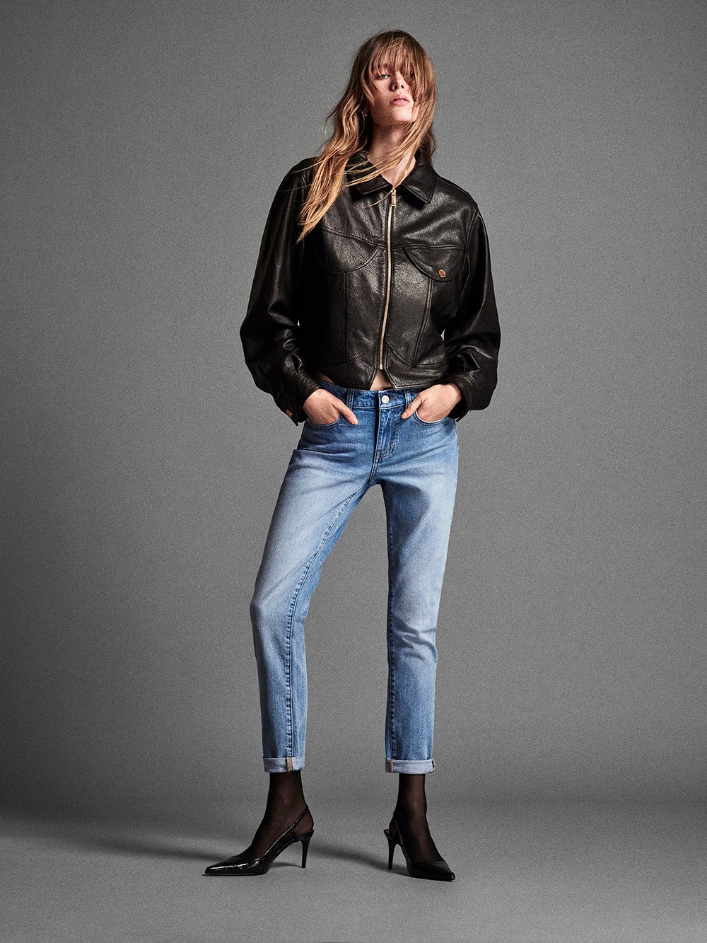 Leather Heart Jacket in Black - 2