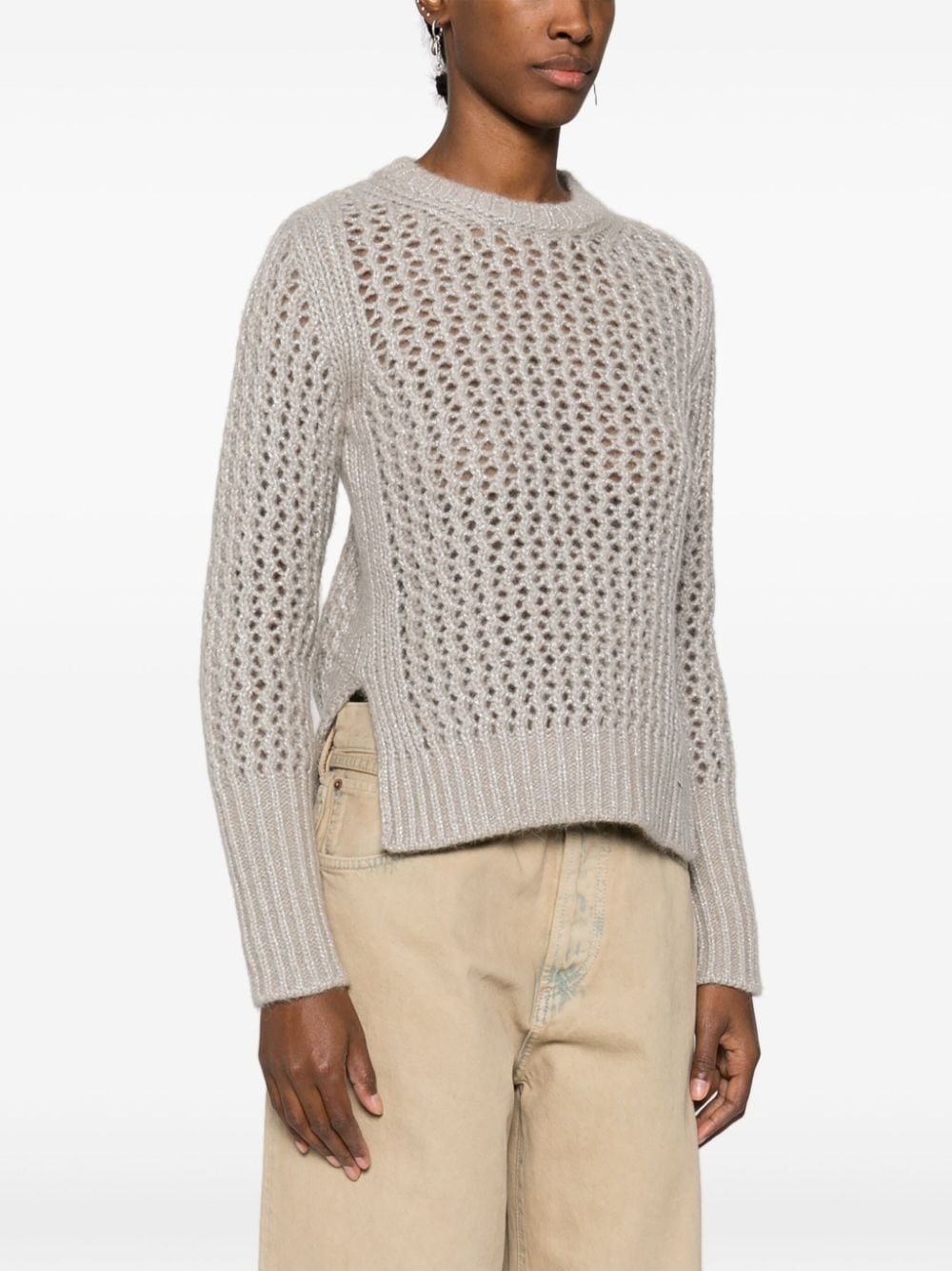lurex open-knit jumper - 3
