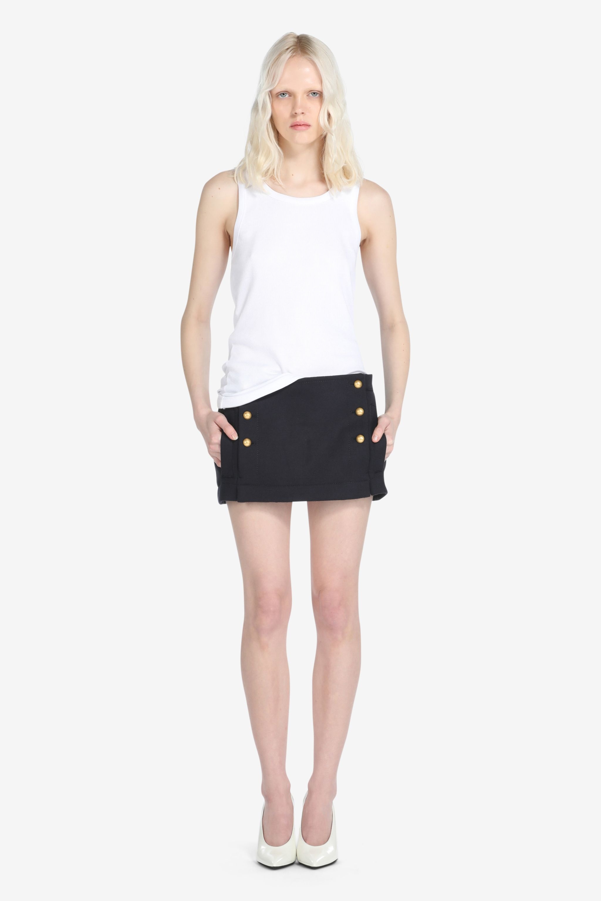 BUTTON-EMBELLISHED MINI SKIRT - 4