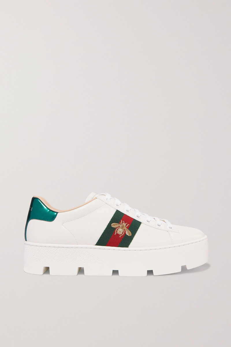 New Ace embroidered leather platform sneakers White - 1