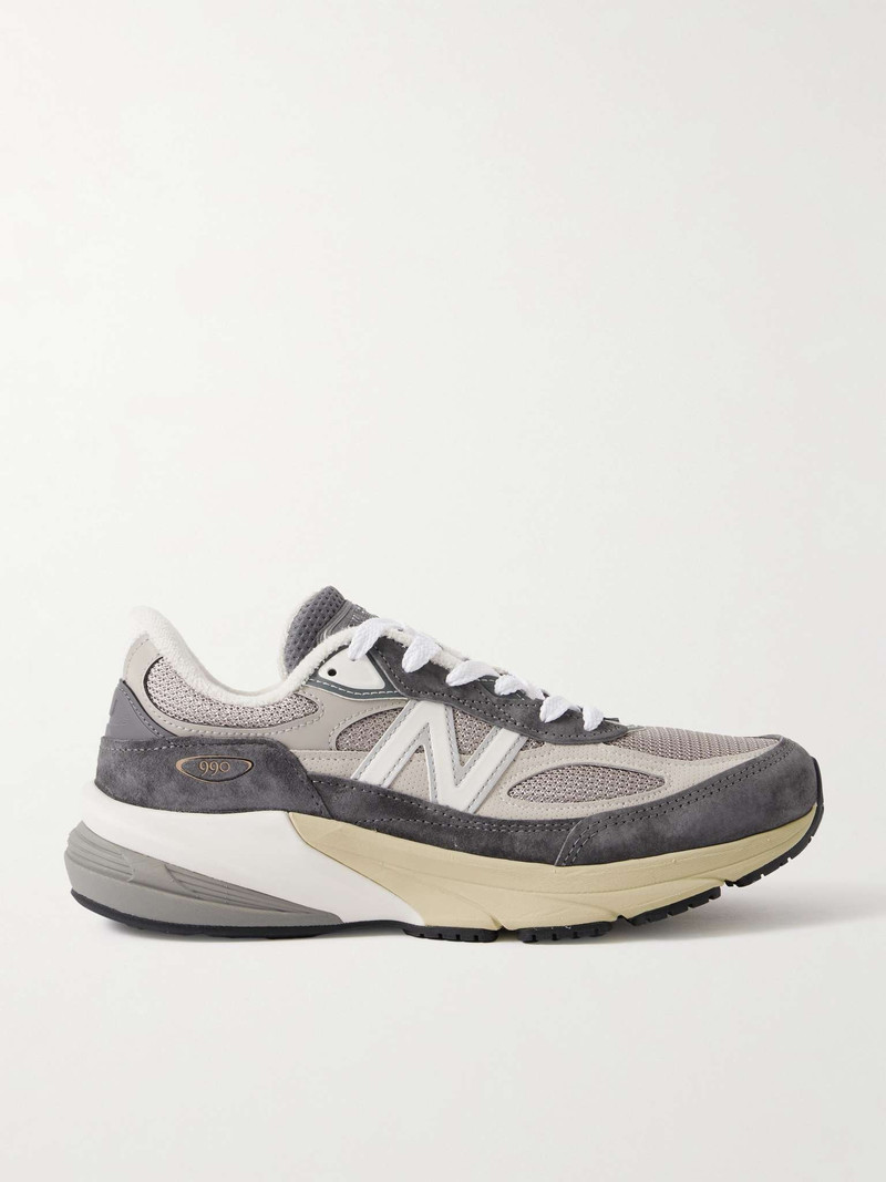 990v6 Leather-Trimmed Suede and Mesh Sneakers - 1