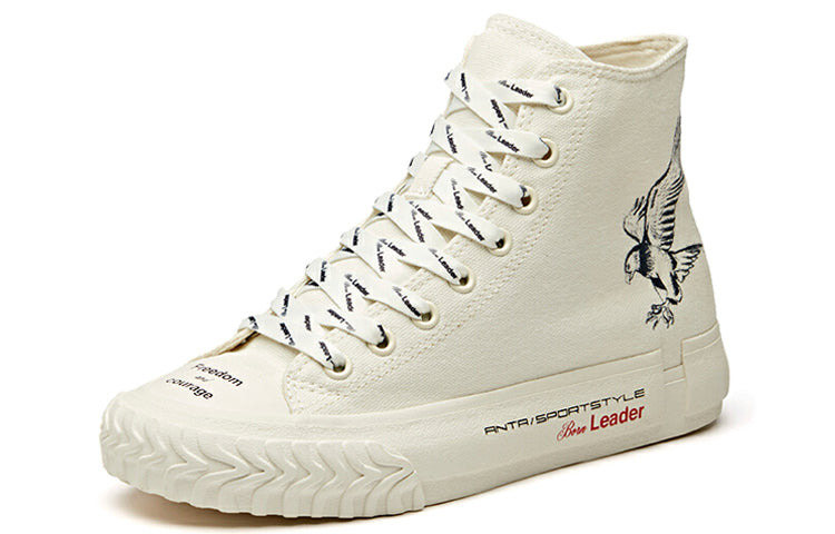 (WMNS) ANTA x Robert Geller Life Series Sneakers Canvas High 'Eagle White Black' 12948680-12 - 2