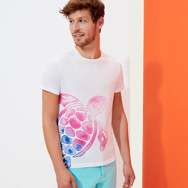 Men Cotton T-Shirt Tortue Aquarelle - 3