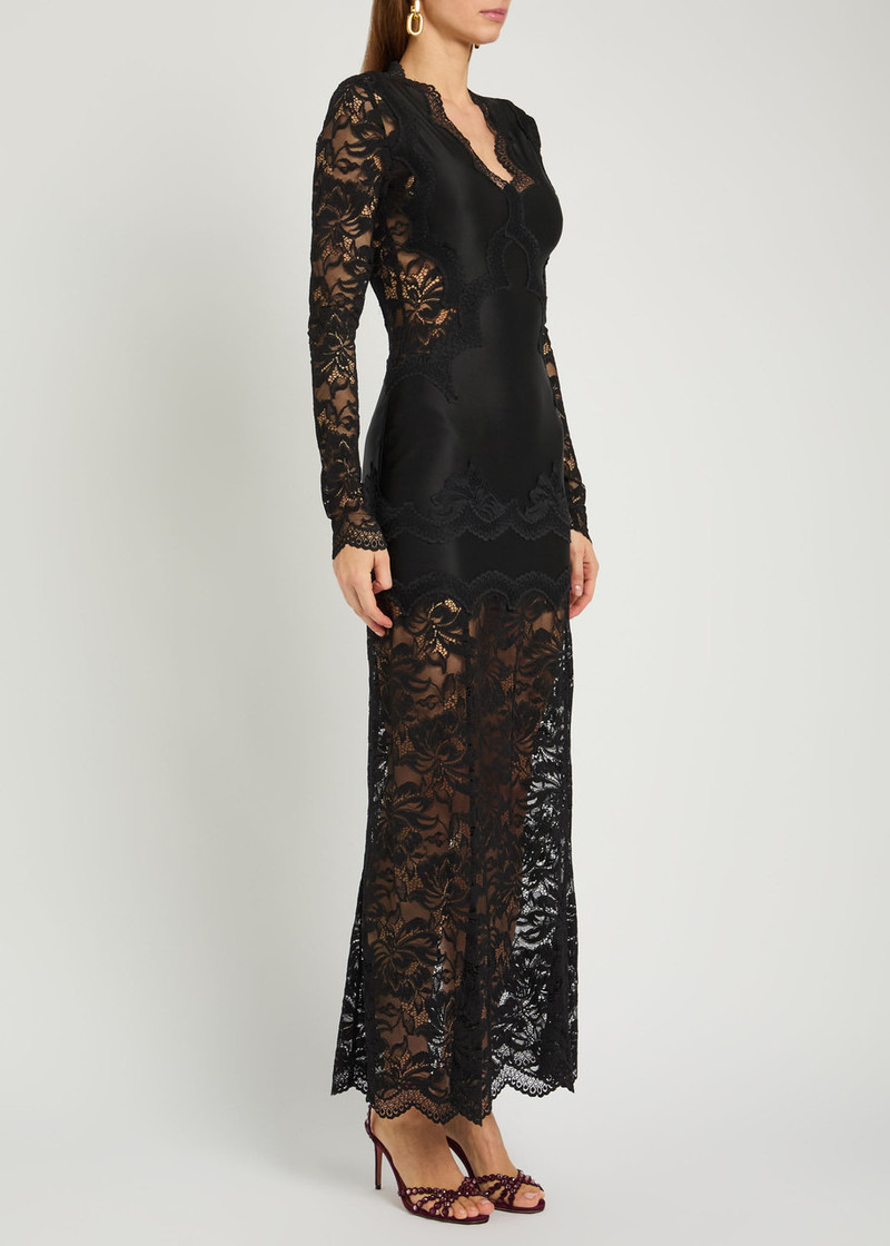 rabanne Rabanne V-neck Lace and Jersey Maxi Dress outlook