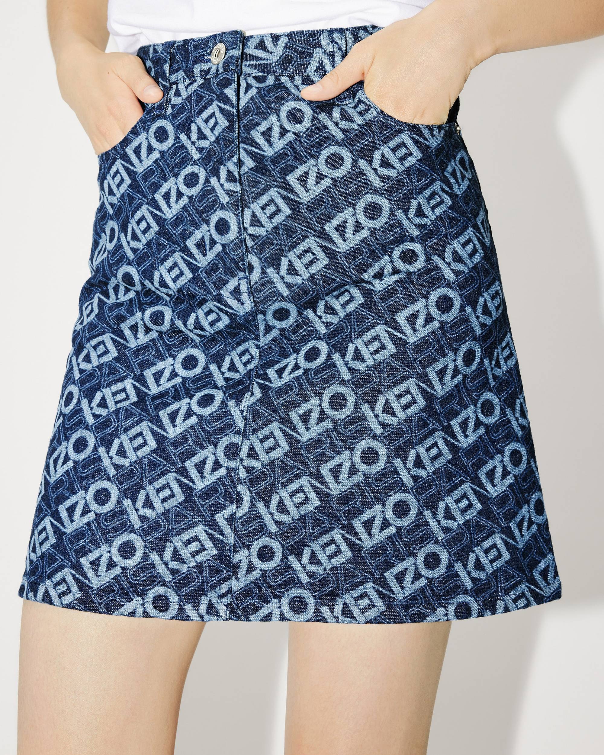'Monogram' short denim skirt - 6