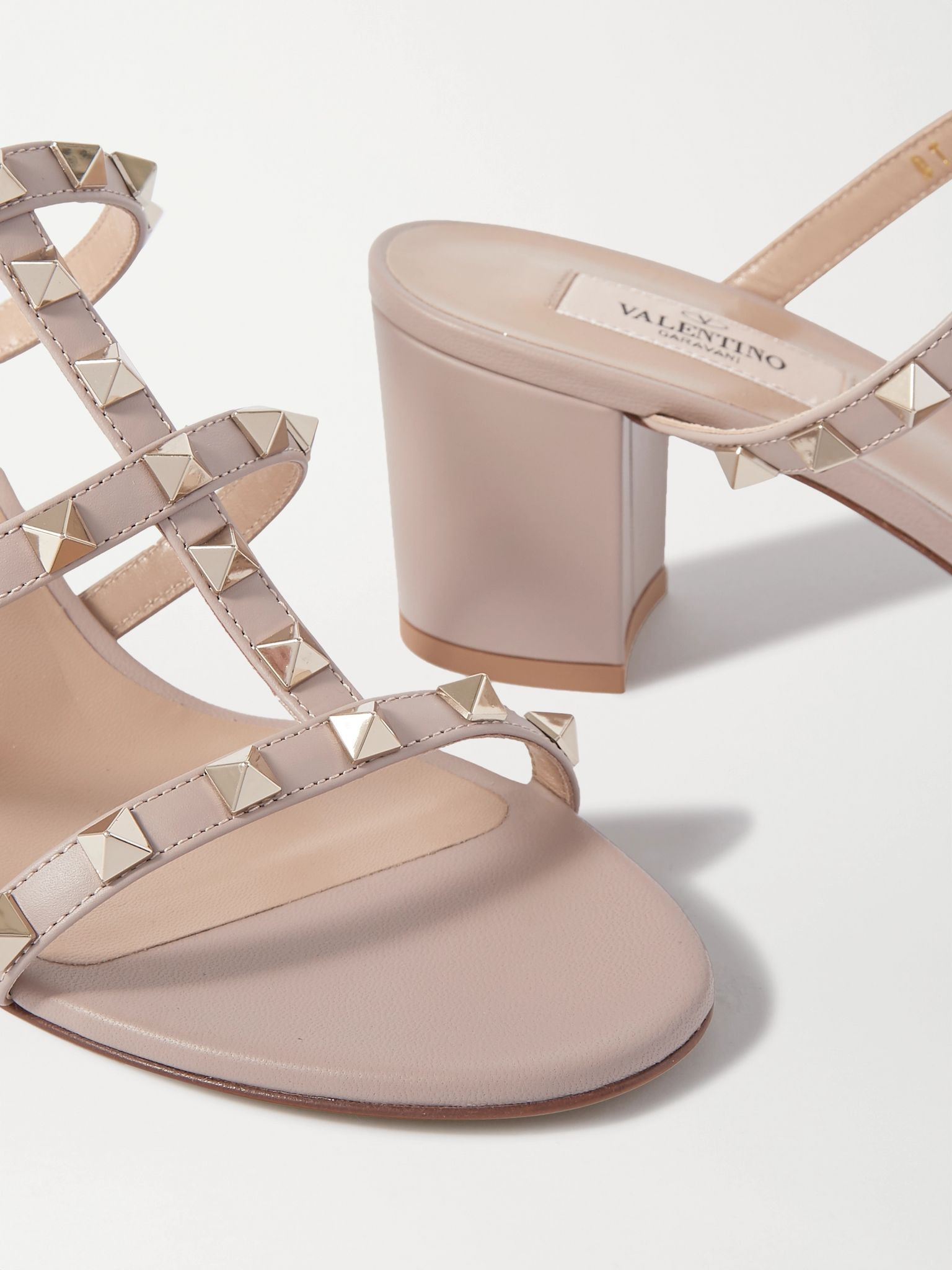 Valentino Garavani Rockstud 60 leather mules Neutral - 4