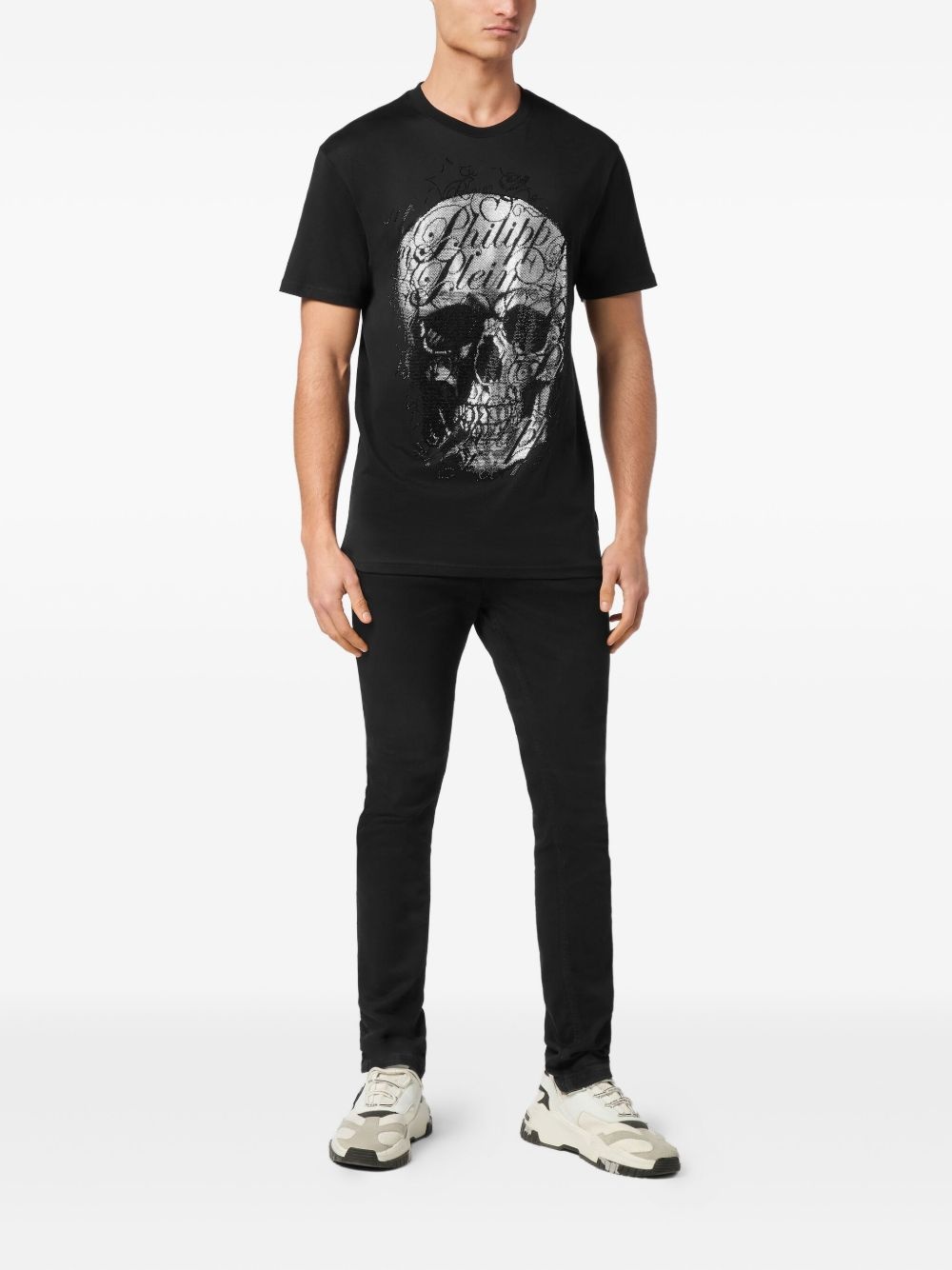 Skull Coursive-embellished T-shirt - 2
