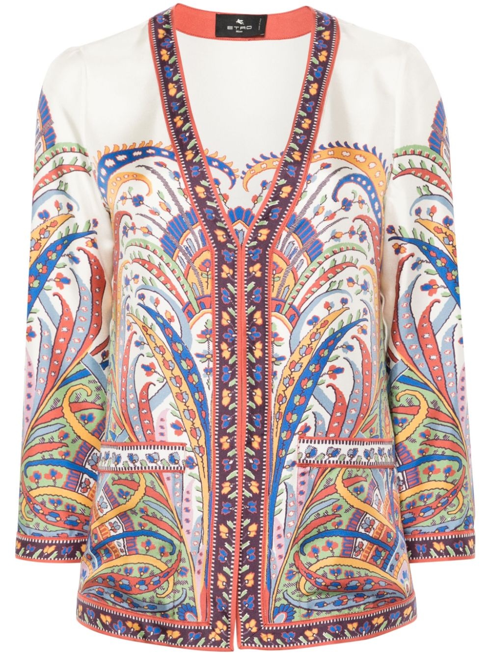 floral-print silk jacket - 1