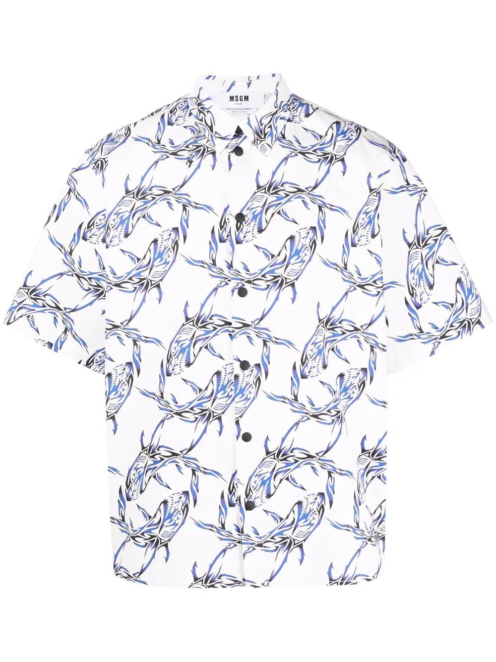 abstract-print short-sleeved shirt - 1