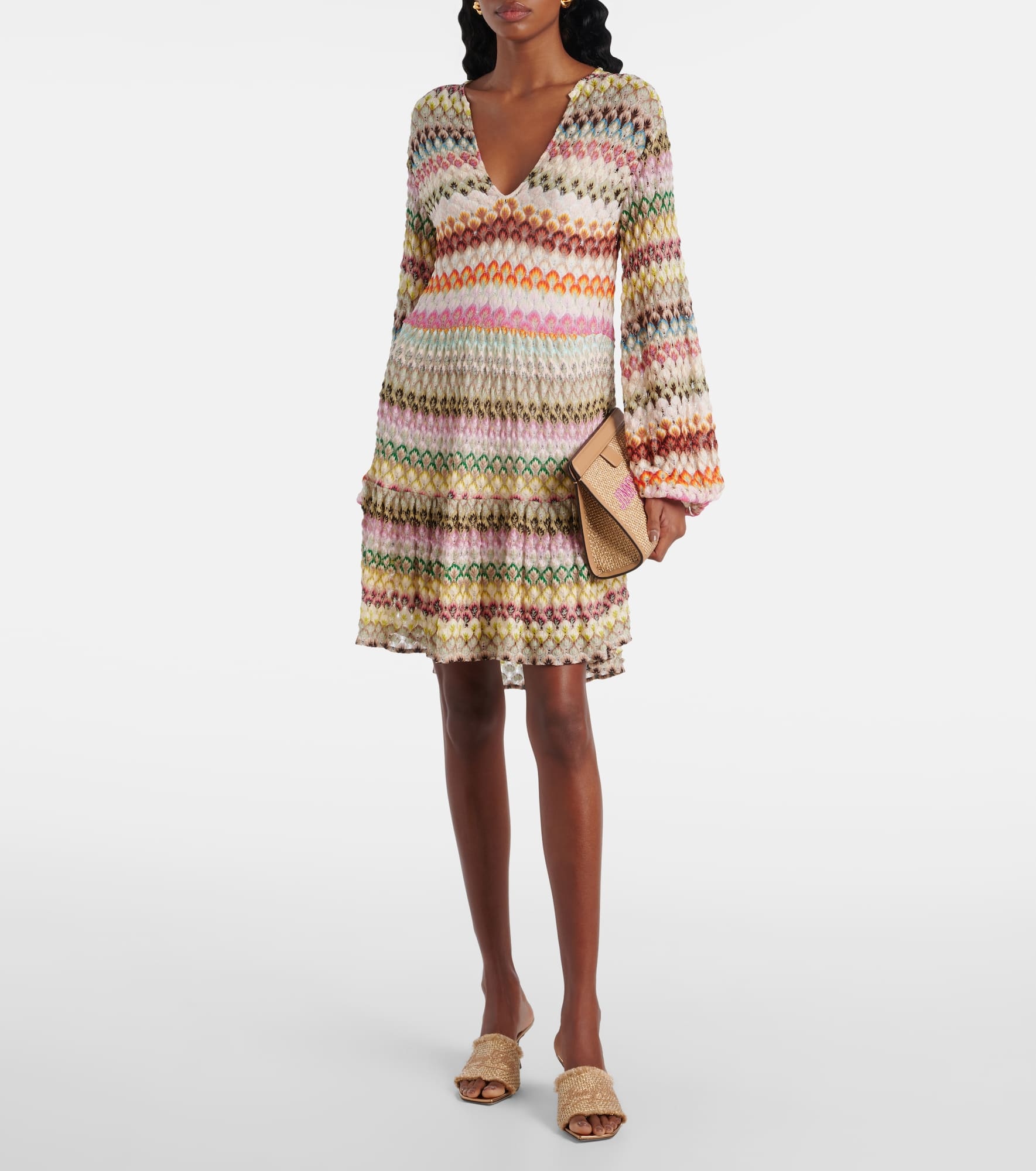 Alexia 70 logo woven lamé mules - 3