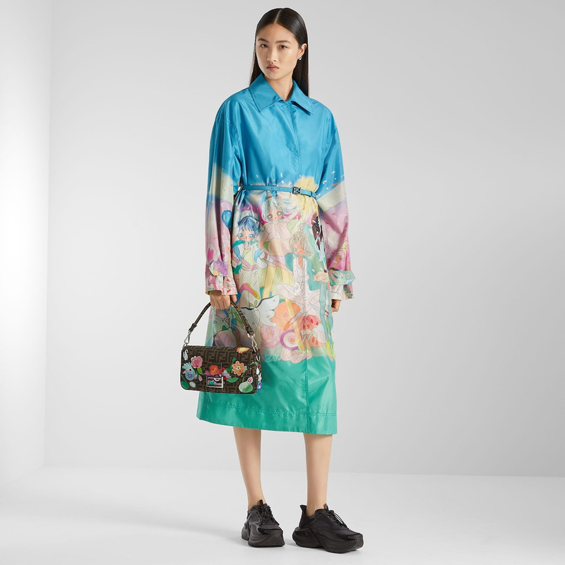 Baguette® Fantastic Fendi Future FF jacquard fabric bag with multicolor floral appliqués 8