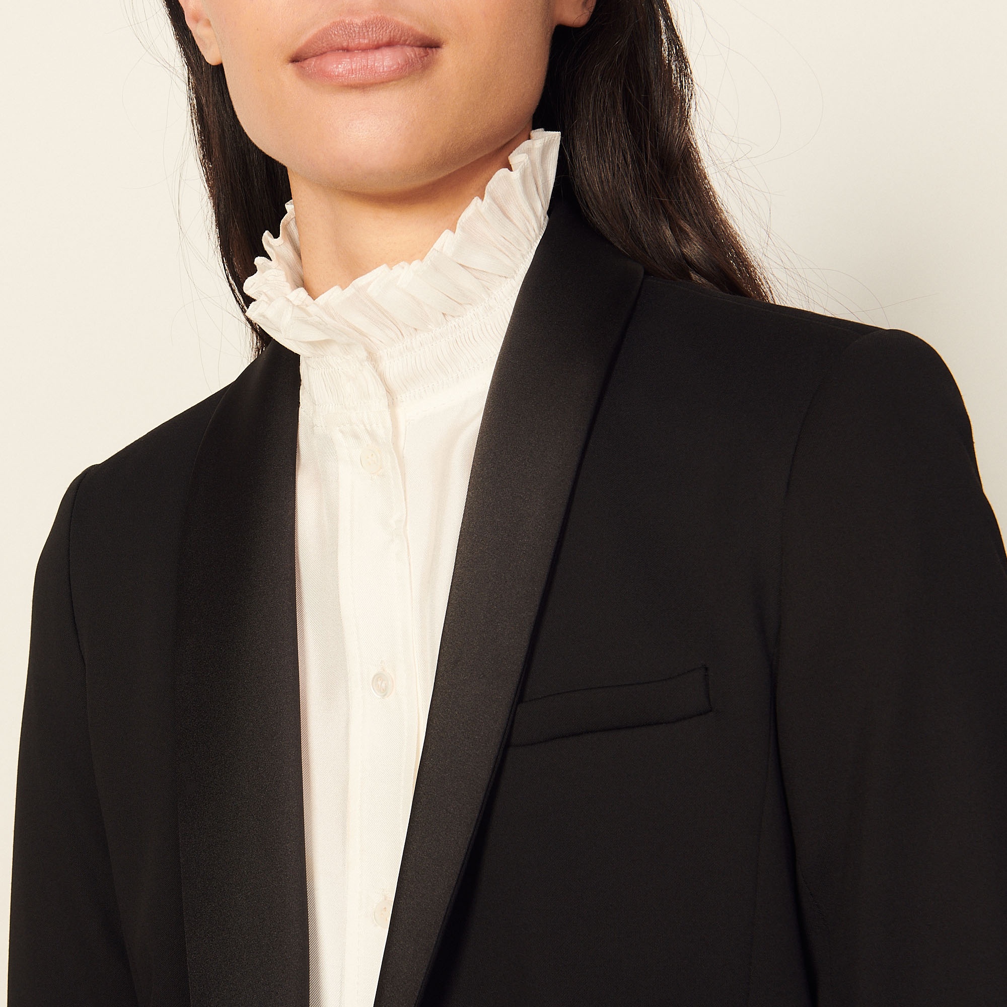 Tuxedo jacket with satin inset - 5