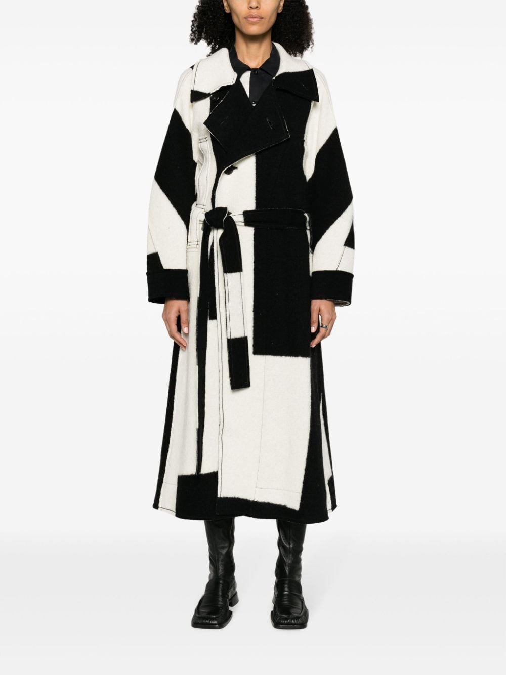 Rectilinear Milled checked double-breasted coat - 2