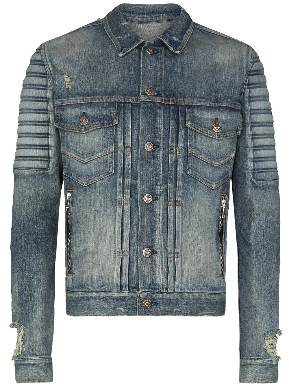 logo-embossed denim jacket - 1