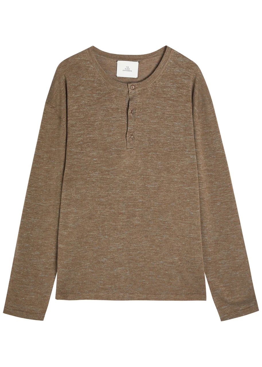 The Elder Statesman Lenny Round-neck Wool-blend Henley top - 1