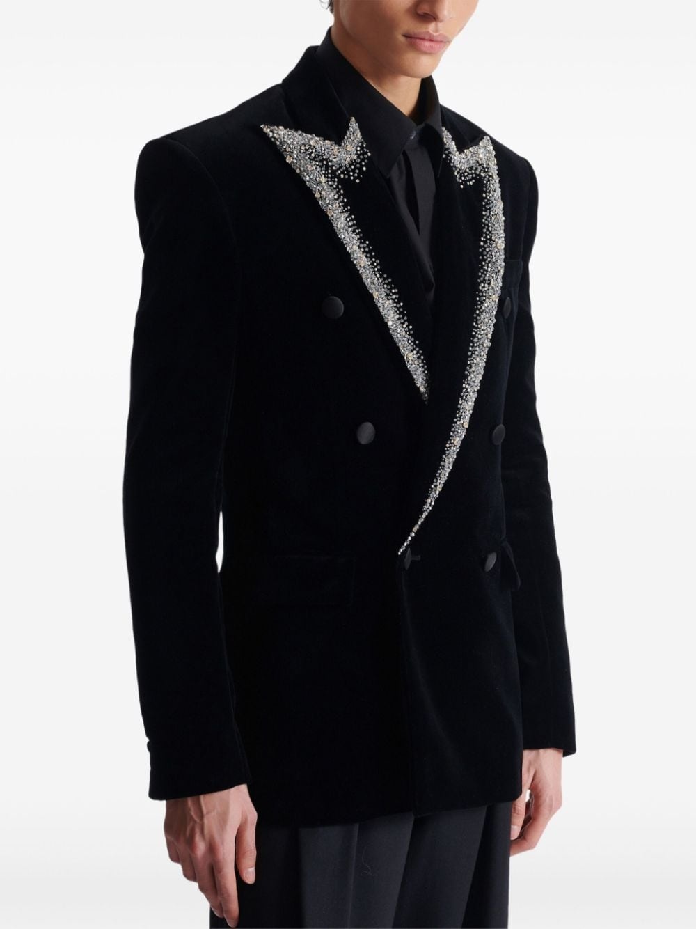 embroidered velvet jacket - 6