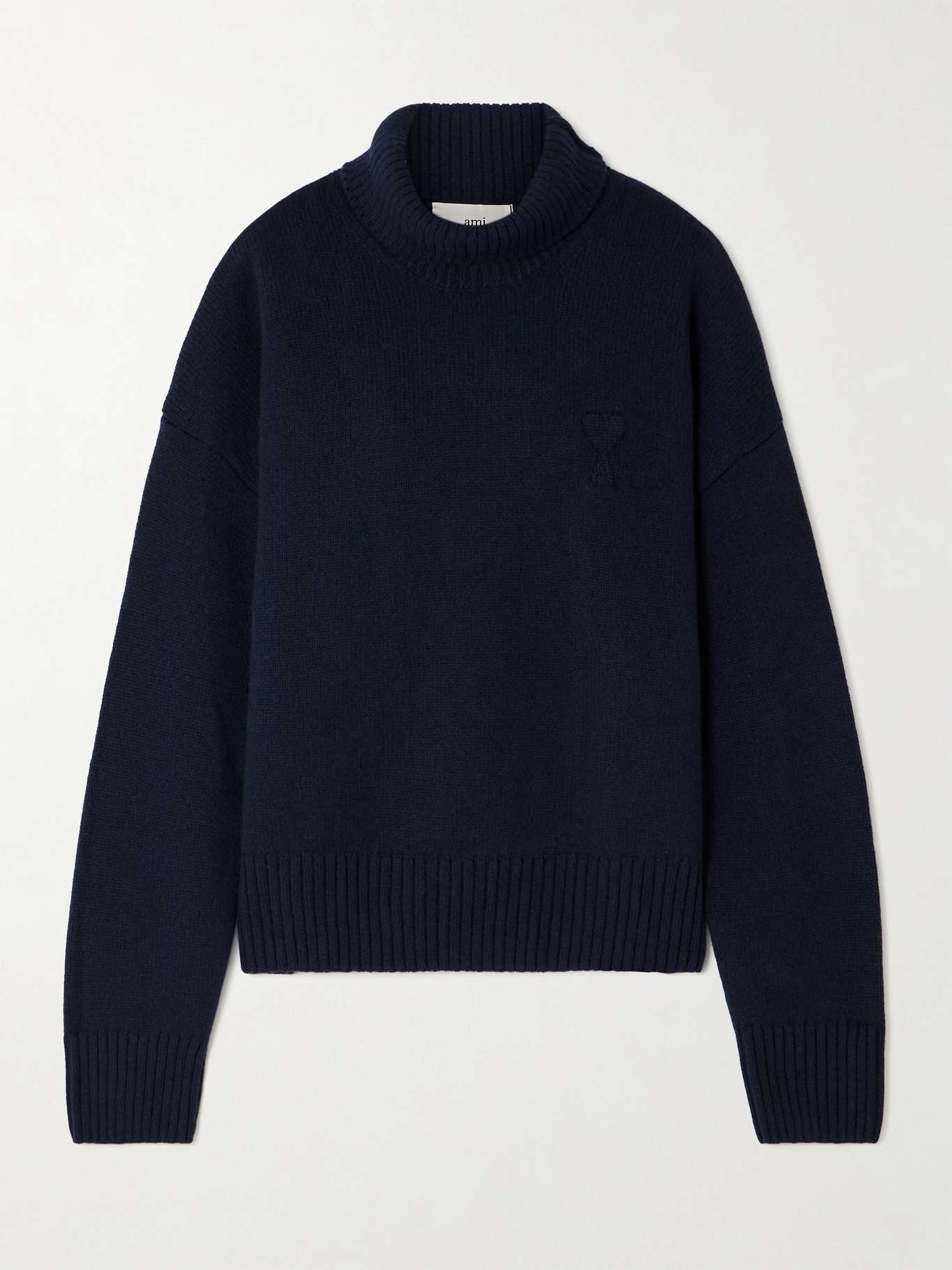 Embroidered merino wool and cashmere-blend turtleneck sweater - 1