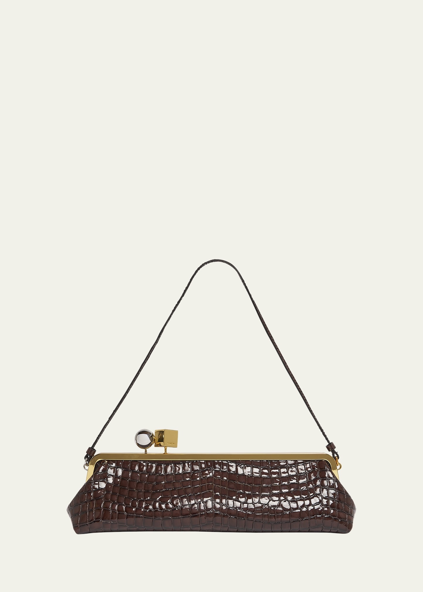 La Pochette Salon Patent Croc-Embossed Shoulder Bag - 1