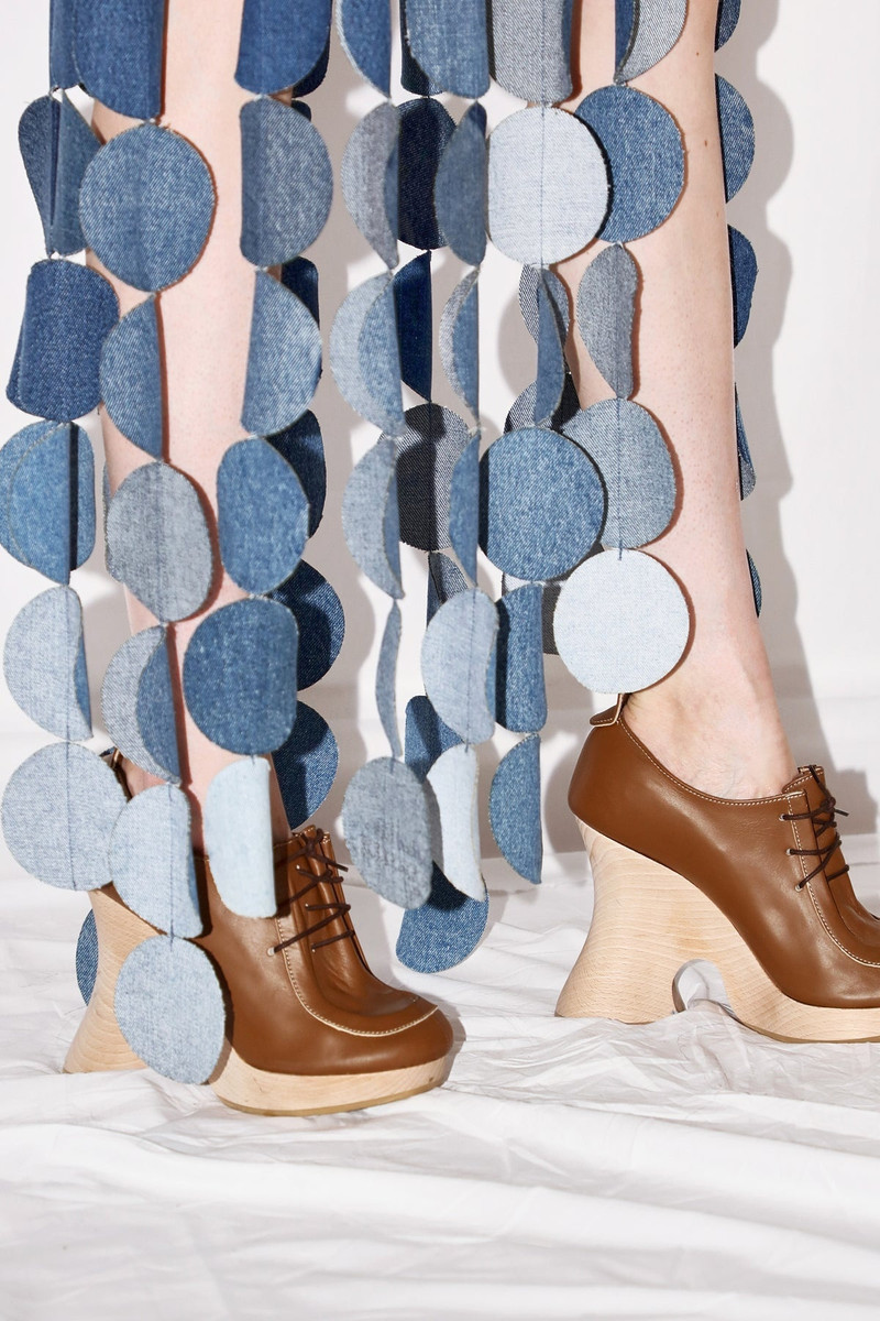 UPCYCLED DENIM MULTICIRCLE DRESS BLUE DENIM 7