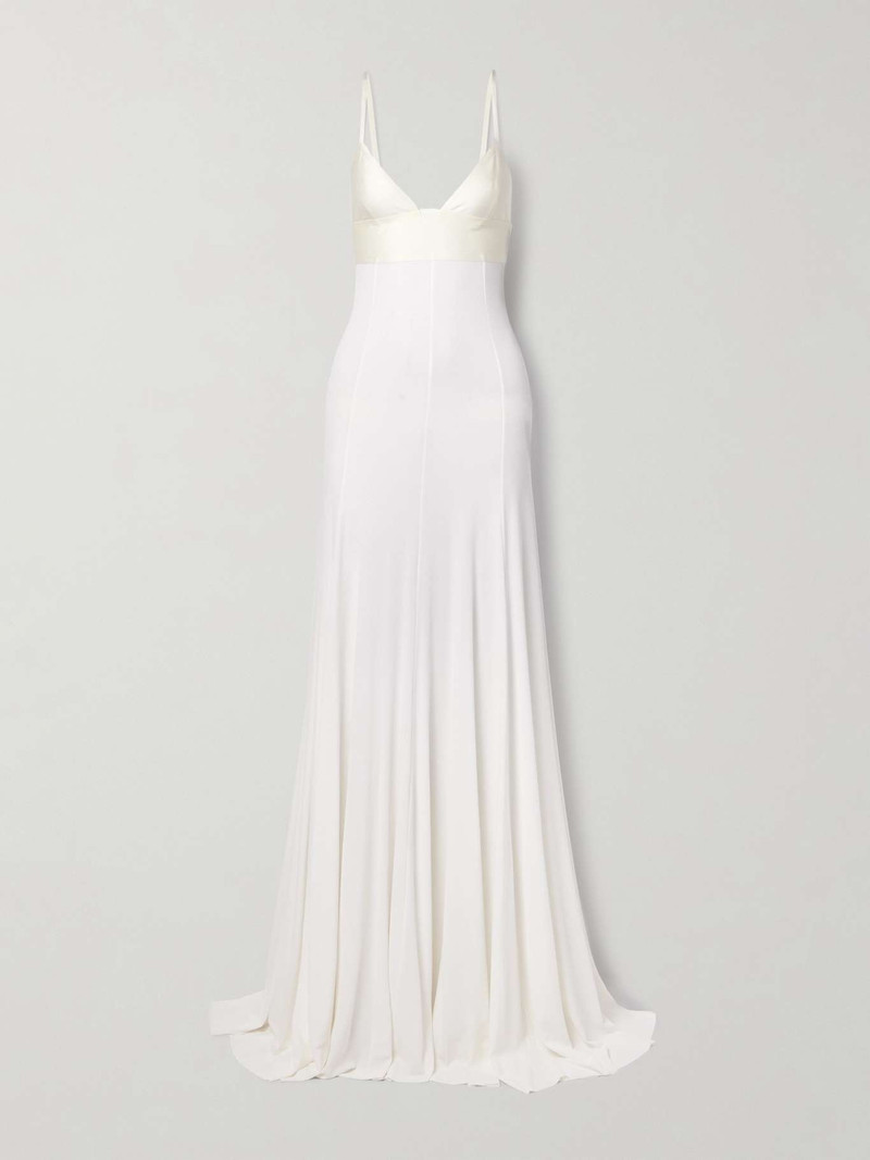 Spallina satin-trimmed stretch-crepe gown - 1