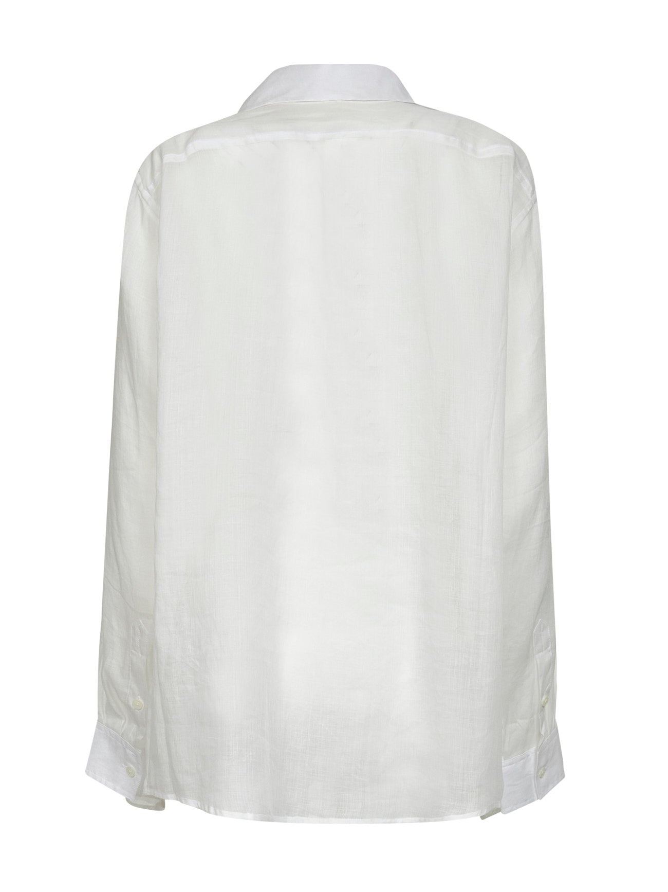 White ramie voile double collar shirt - 2