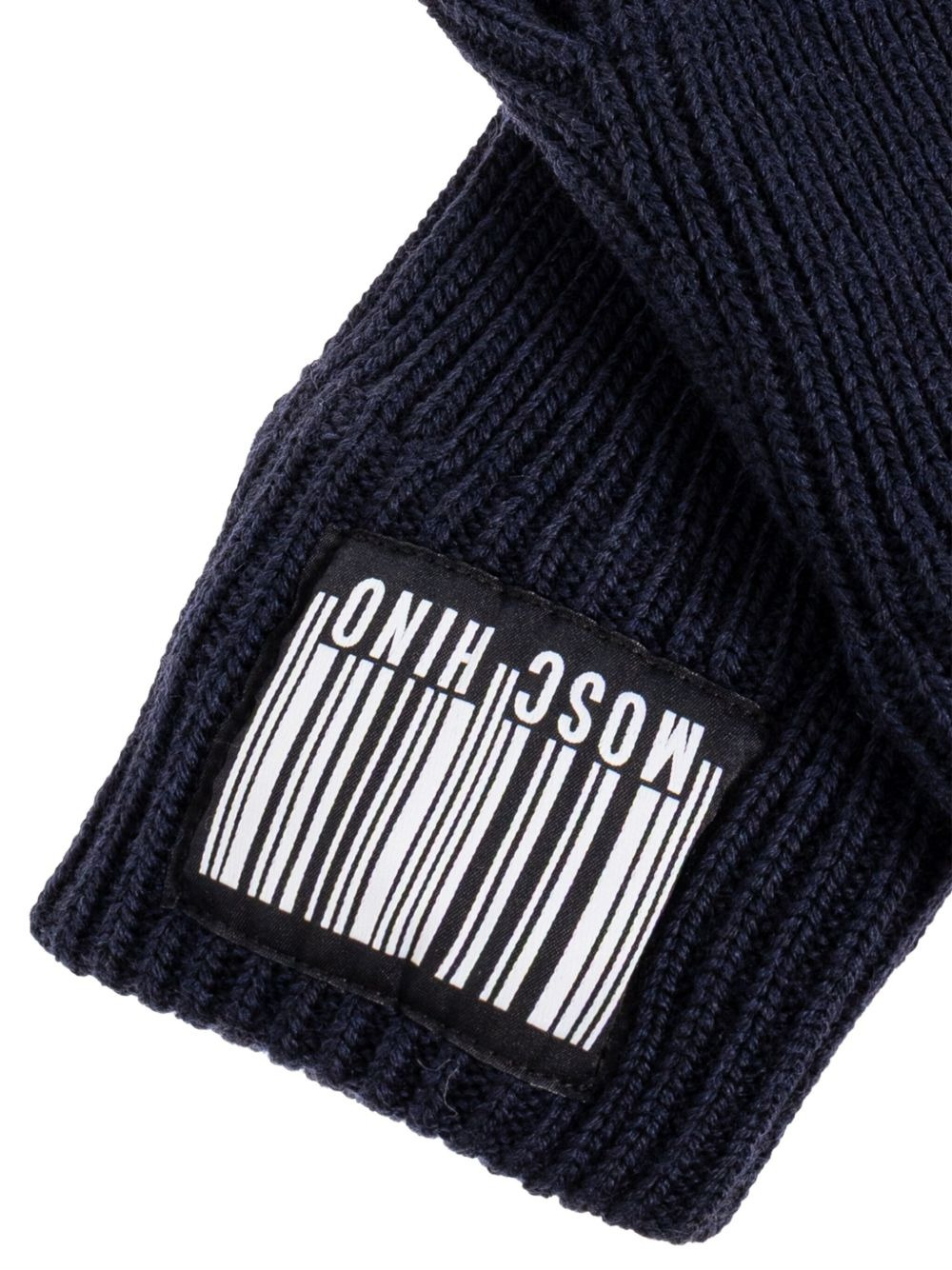 barcode-appliqué ribbed gloves - 3