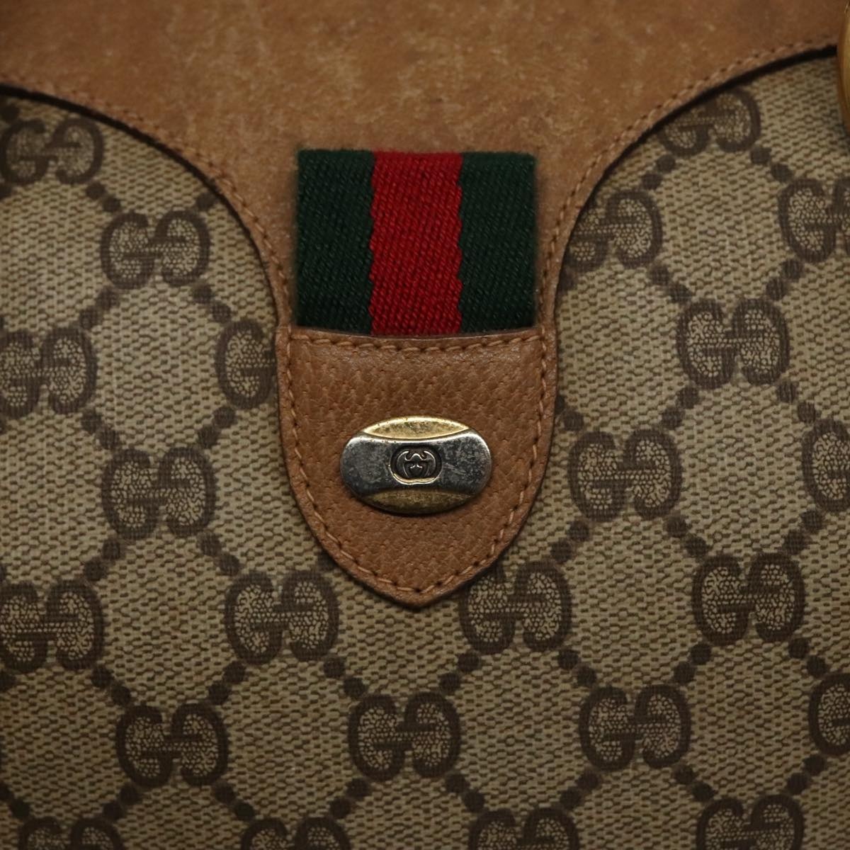 GUCCI GG Supreme Web Sherry Line Hand Bag Pvc Beige Gold 39 02 007 - 14