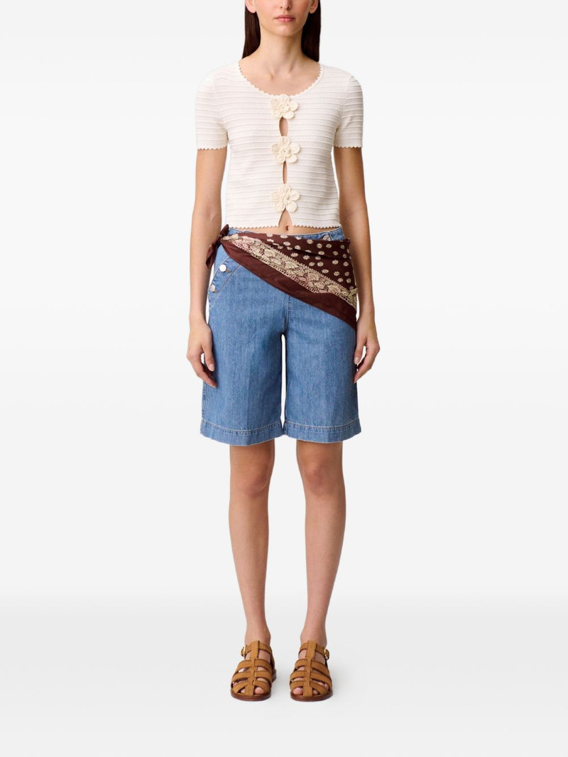 Claudie Pierlot flower-appliqué ribbed cardigan outlook