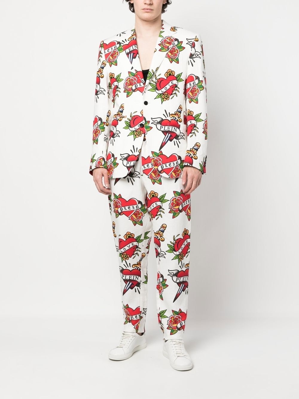 heart-print linen trousers - 2