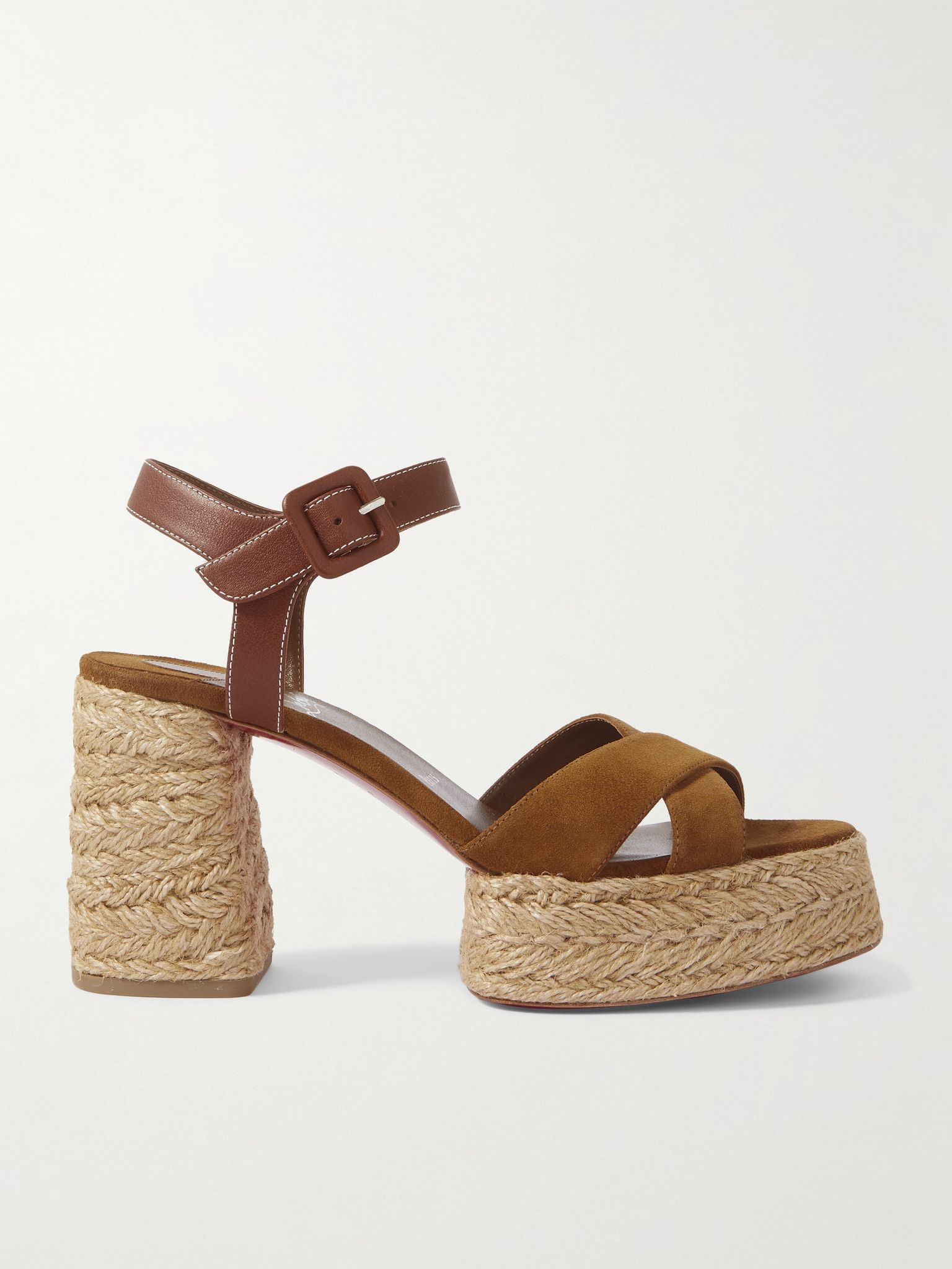 Calakala 70 leather and suede espadrille platform sandals Tan - 1