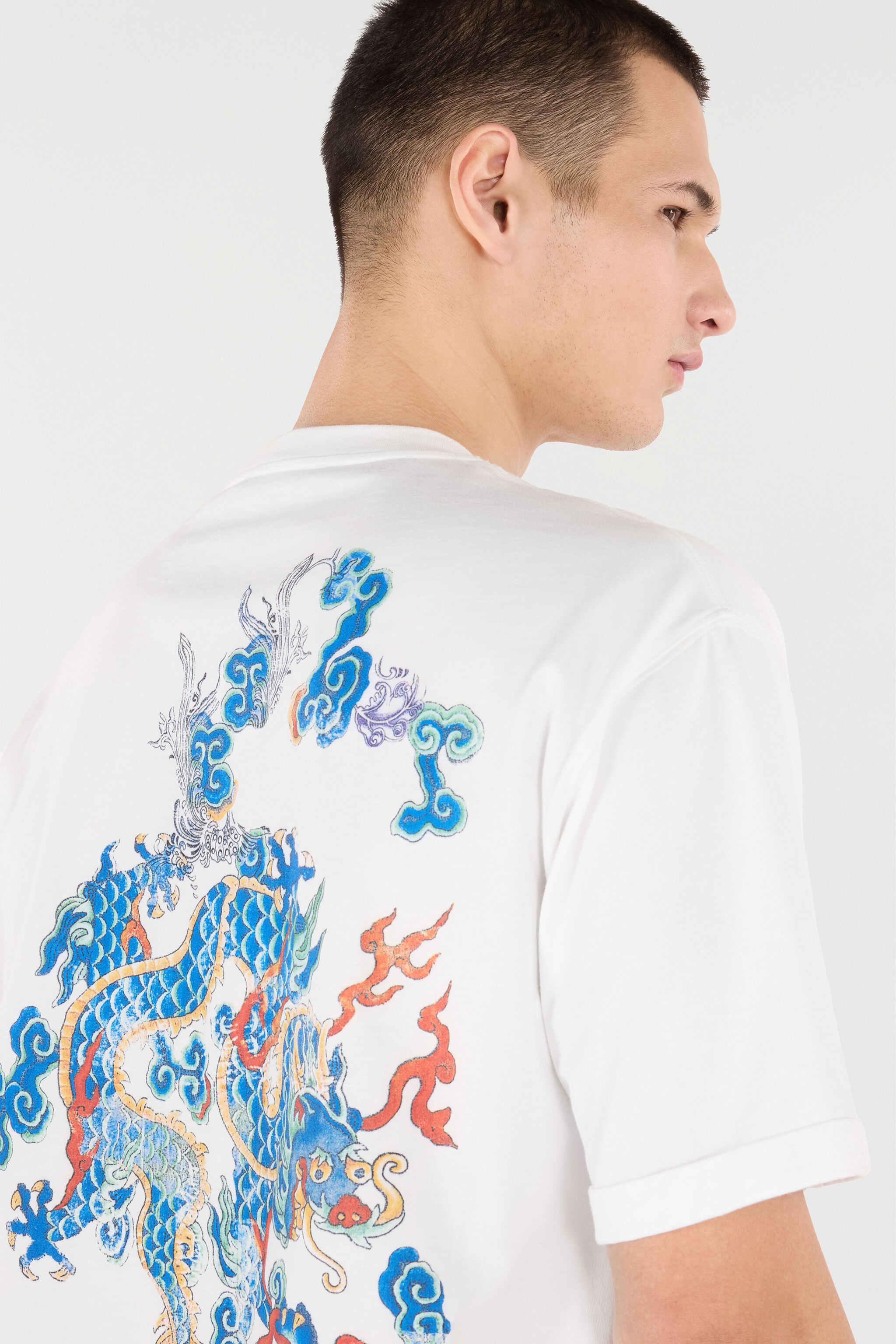 Cotton T-Shirt With Dragon And Logo - 7