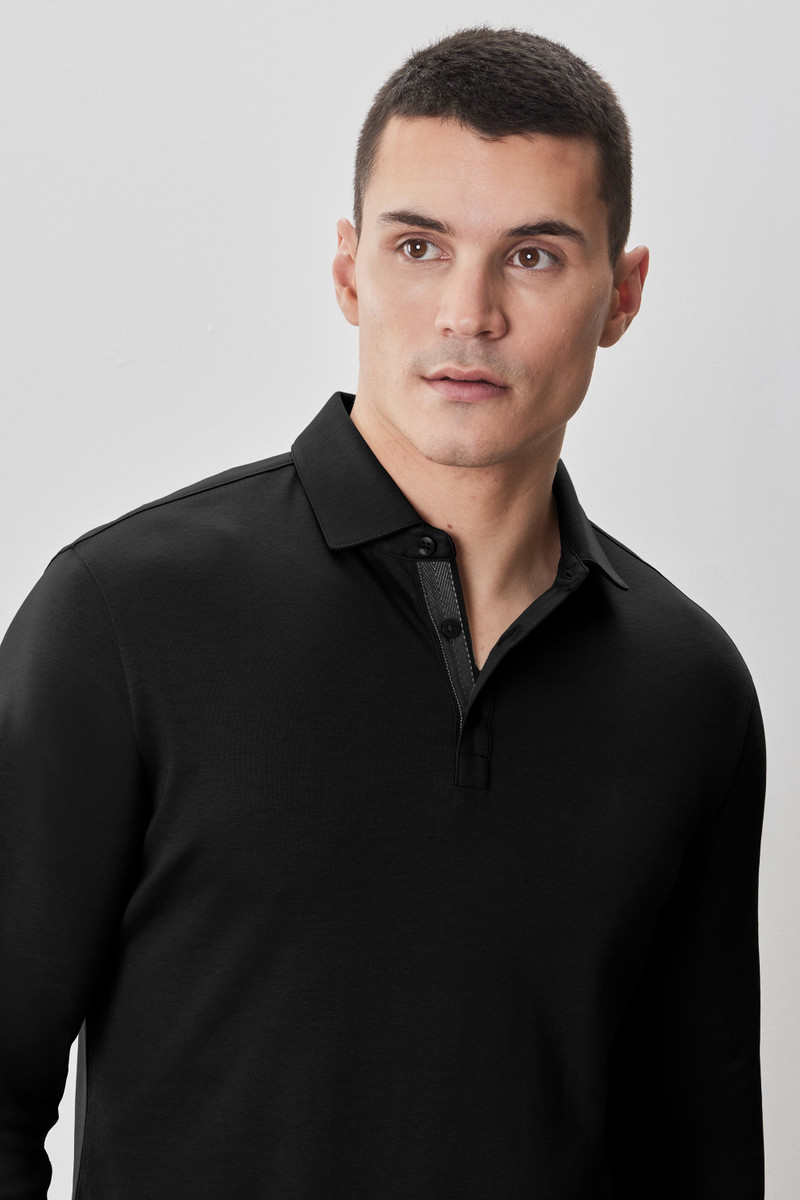 The Barakett Long Sleeve Herringbone Polo 2