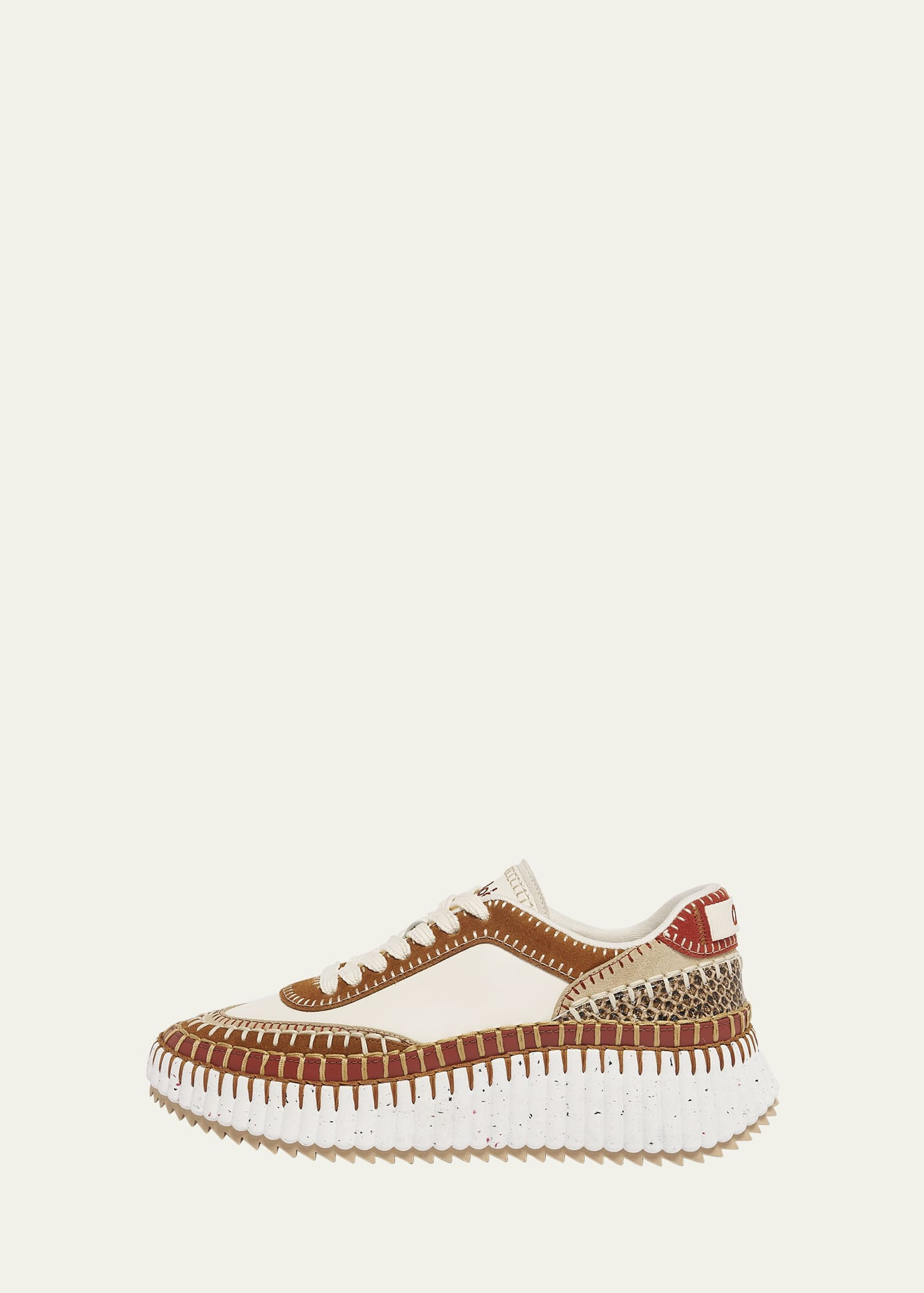 Nama Mixed Leather Low-Top Platform Sneakers - 1