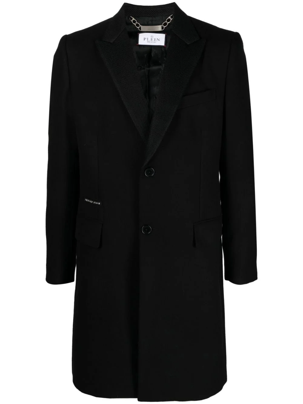 single-breasted logo-lettering coat - 1